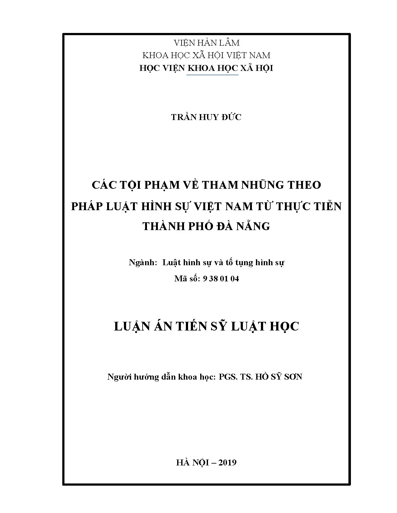 Tội phạm tham nhũng theo pháp luật hình sự Việt Nam