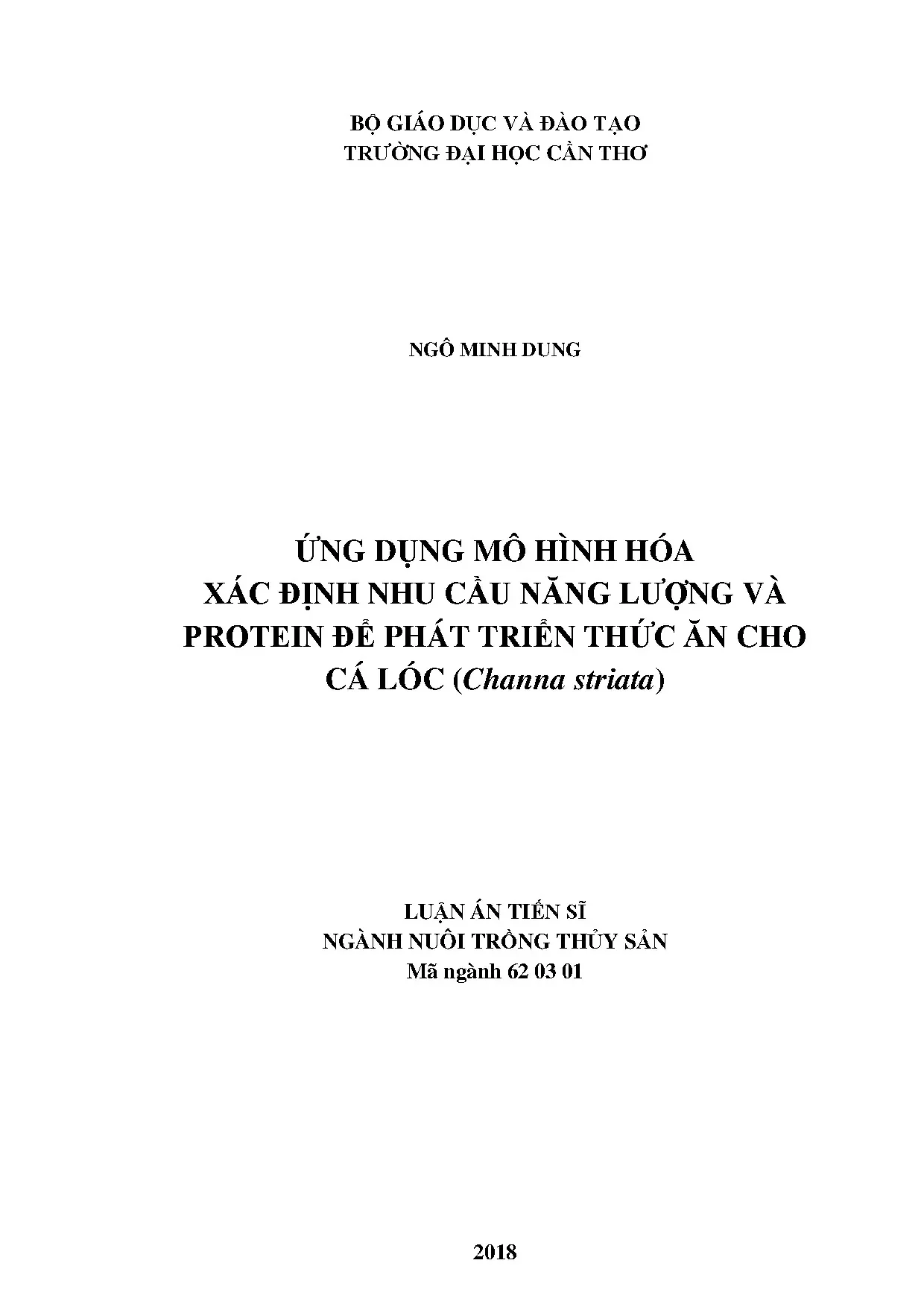 Nhu cầu năng lượng, protein cho thức ăn cá lóc Channa striata