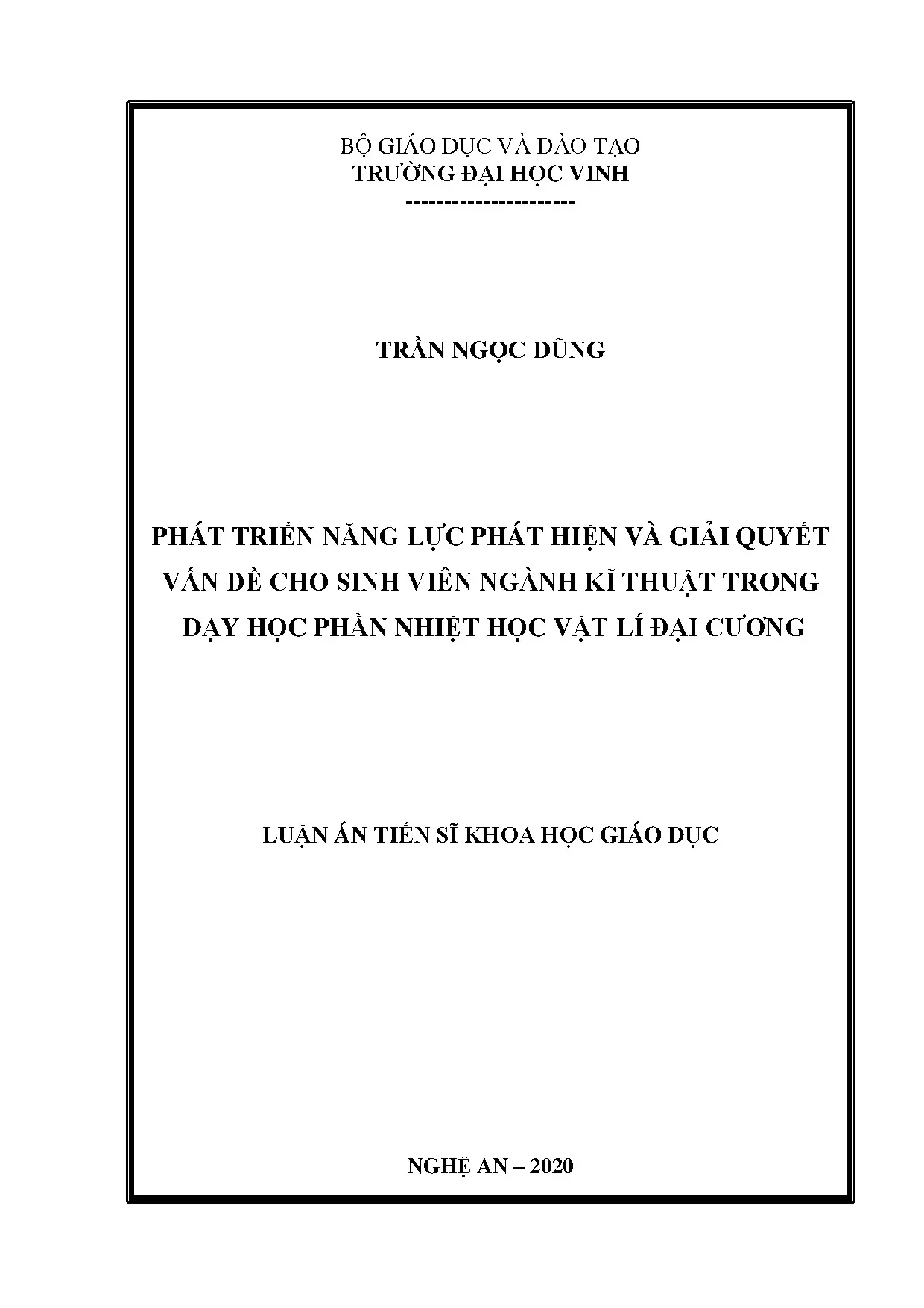 Phát triển năng lực GQVĐ cho sinh viên kỹ thuật ngành Vật lý
