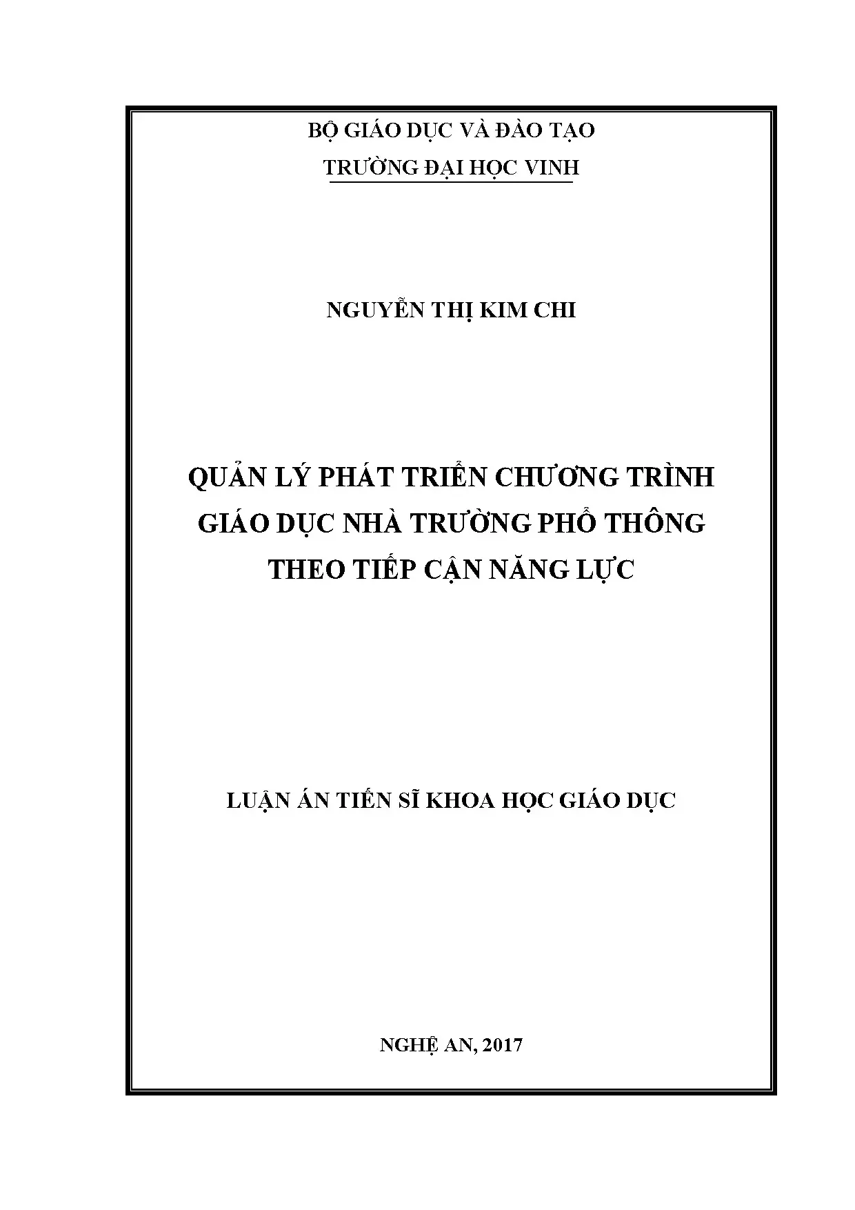 Quản lý phát triển chương trình giáo dục theo tiếp cận năng lực