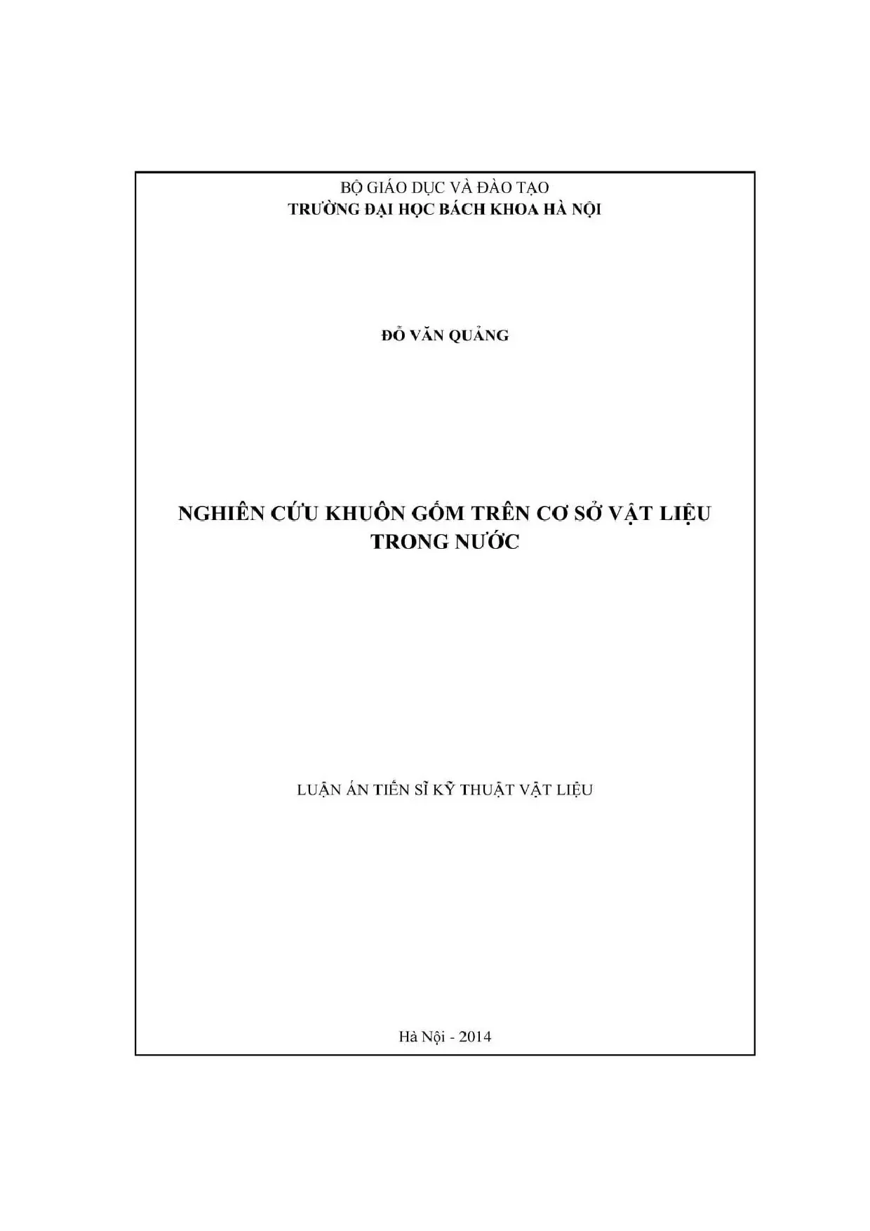 Nghiên cứu khuôn gốm trên cơ sở vật liệu trong nước la tiến