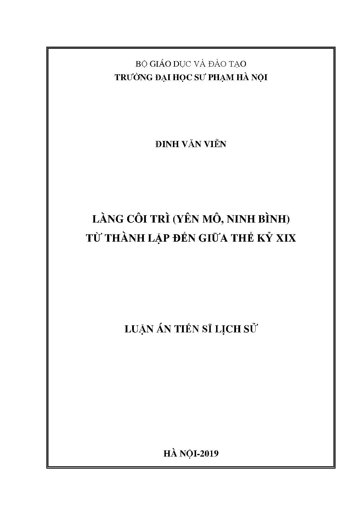 Lịch sử làng Côi Trì (Yên Mô, Ninh Bình) đến thế kỷ XIX