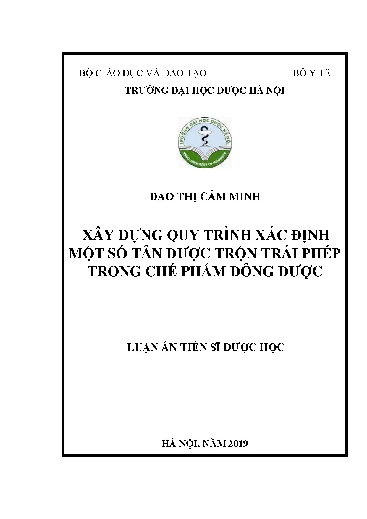 Xây dựng quy trình xác định tân dược trộn trái phép