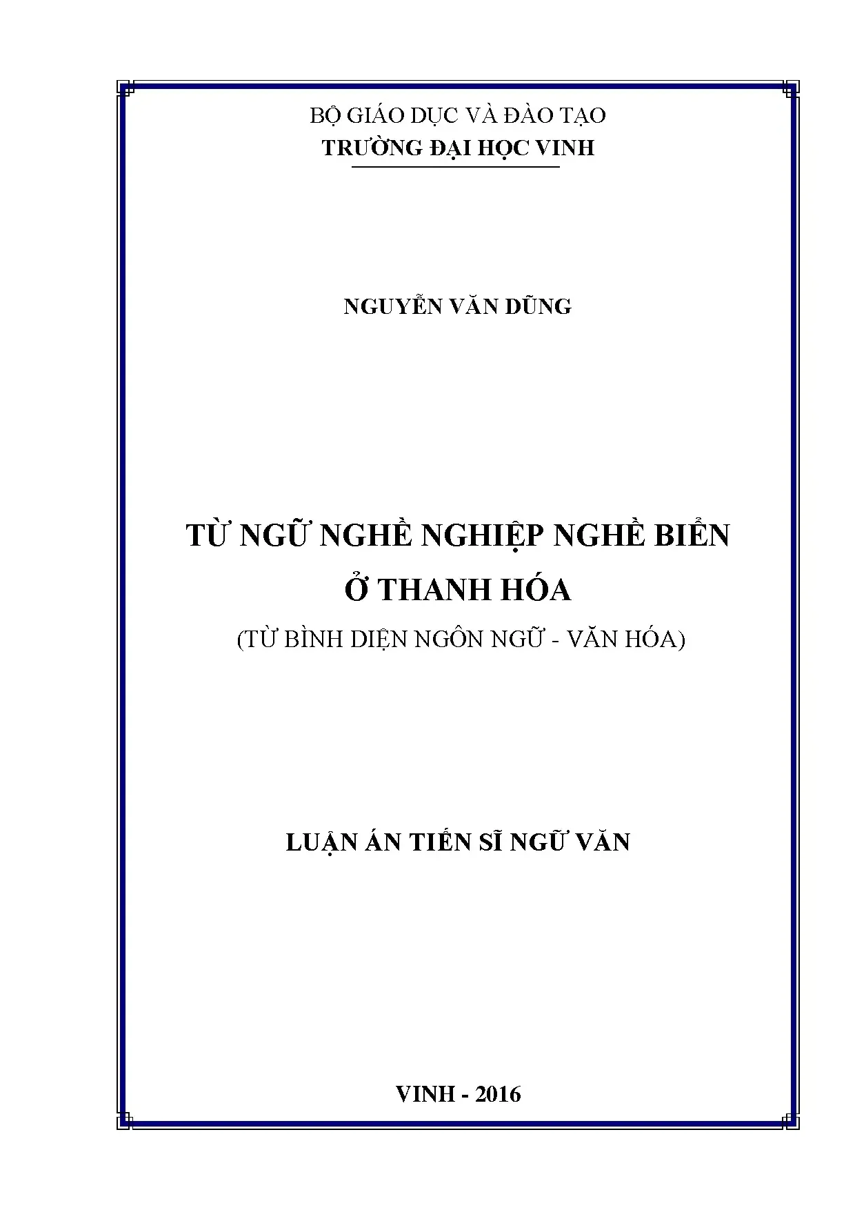 Từ ngữ nghề biển ở Thanh Hóa từ bình diện ngôn ngữ - văn hóa