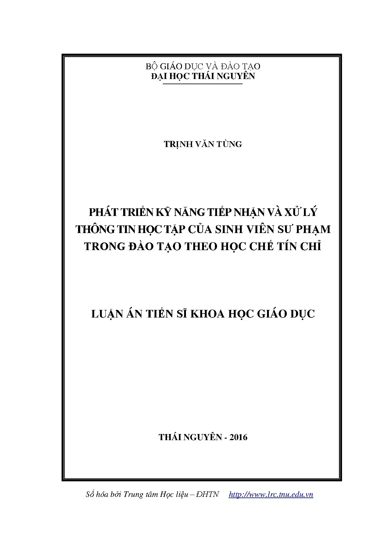 Phát triển kỹ năng tiếp nhận xử lý thông tin học tập SVSP