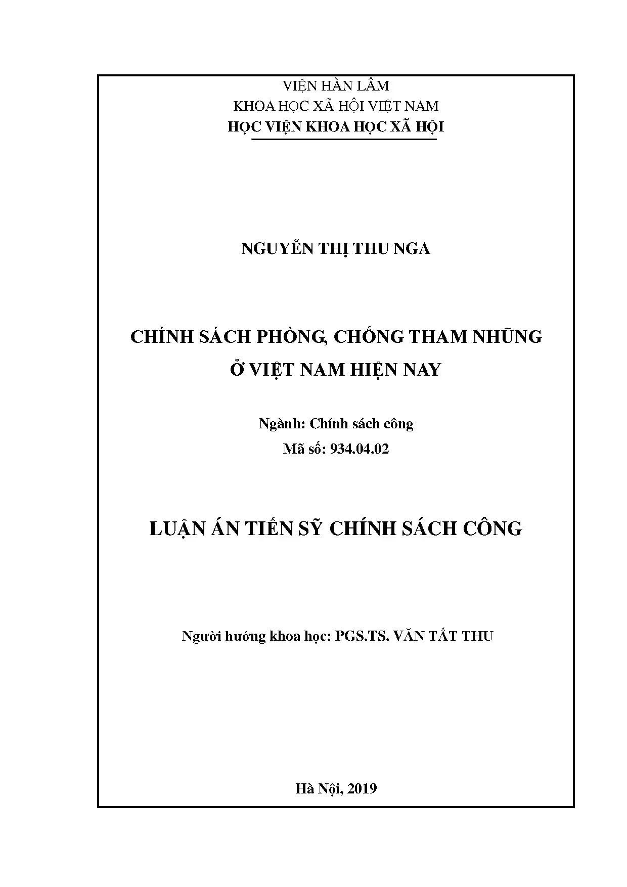 Chính sách phòng chống tham nhũng ở Việt Nam hiện nay