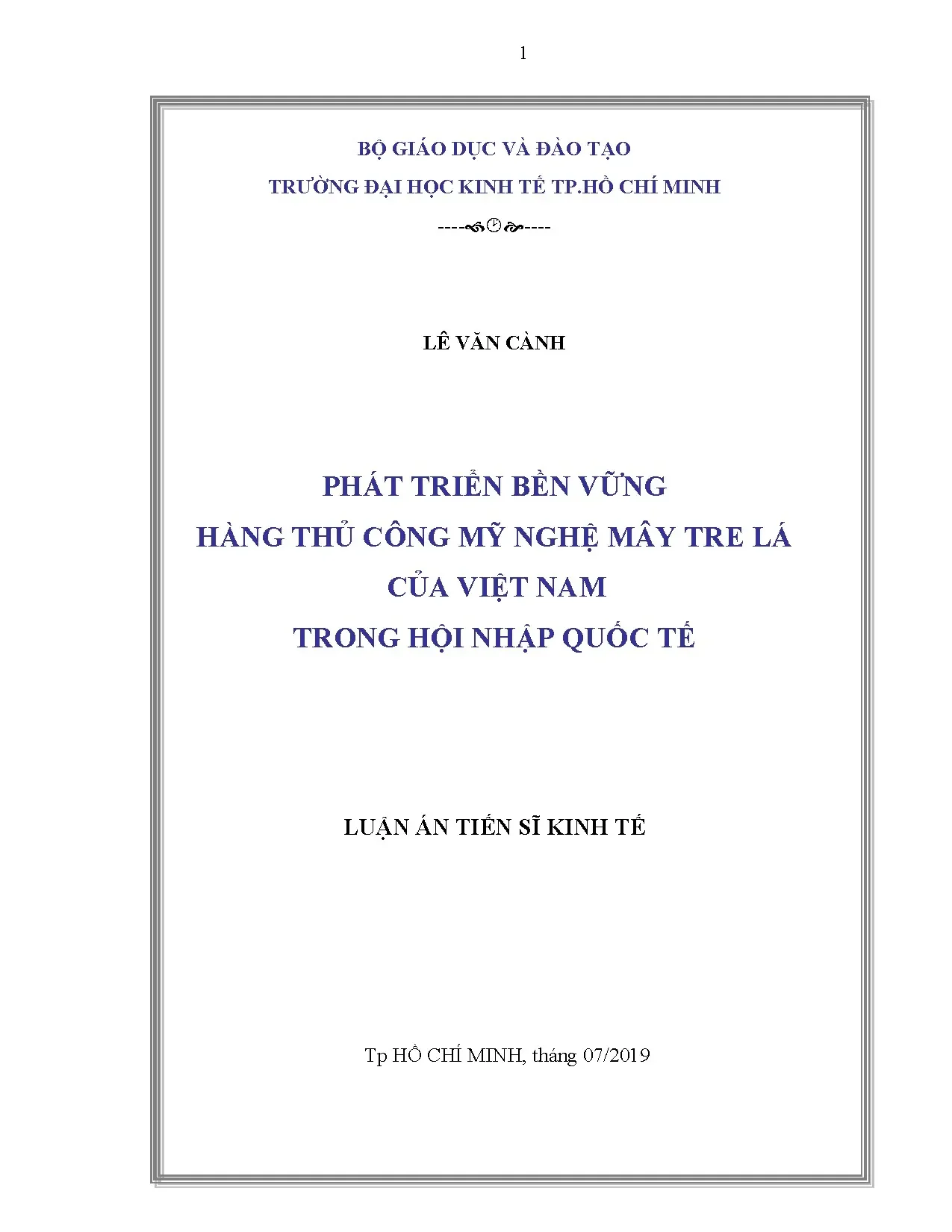 Phát triển bền vững thủ công mỹ nghệ mây tre lá Việt Nam hội nhập