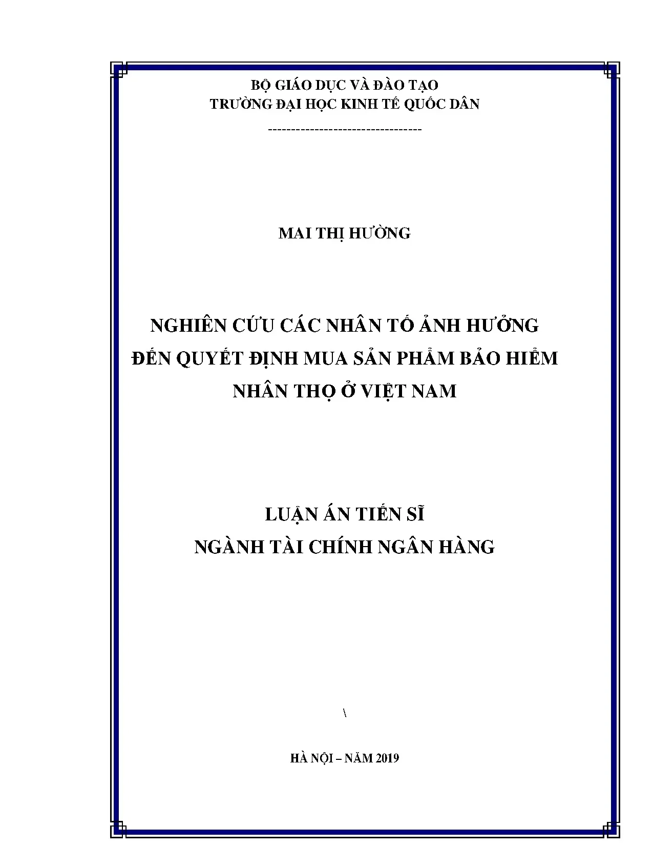 Nhân tố ảnh hưởng quyết định mua bảo hiểm nhân thọ Việt Nam
