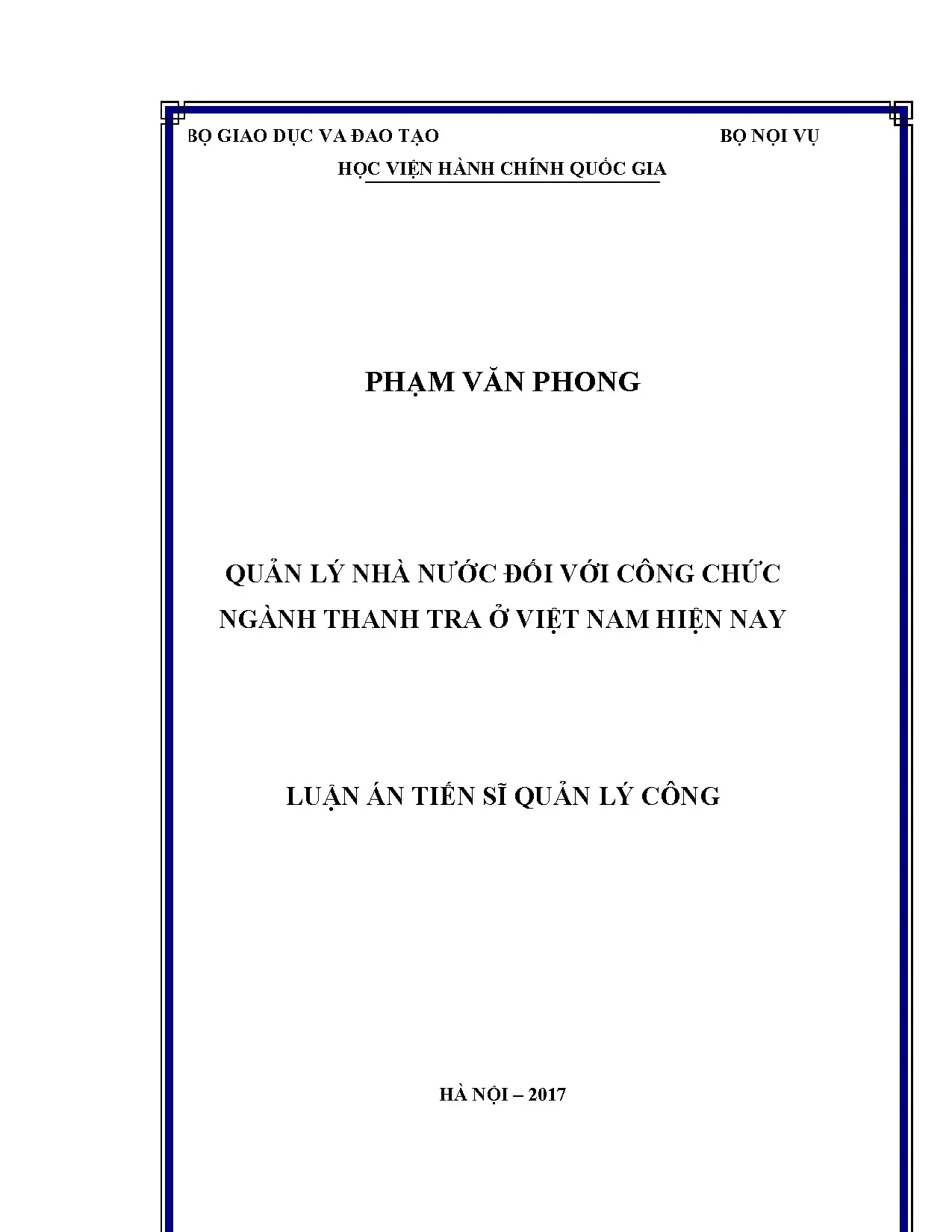 Quản lý nhà nước công chức ngành thanh tra hiện nay