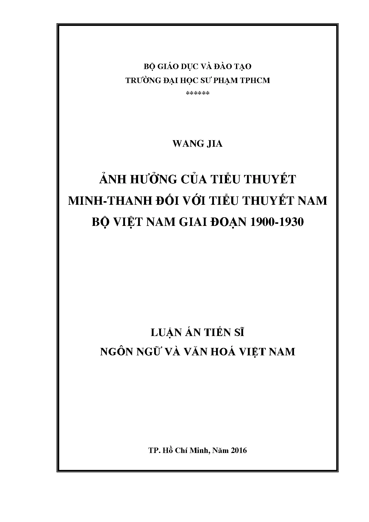 Tiểu thuyết Minh-Thanh và ảnh hưởng đến văn học Nam Bộ Việt Nam (1900-1930)