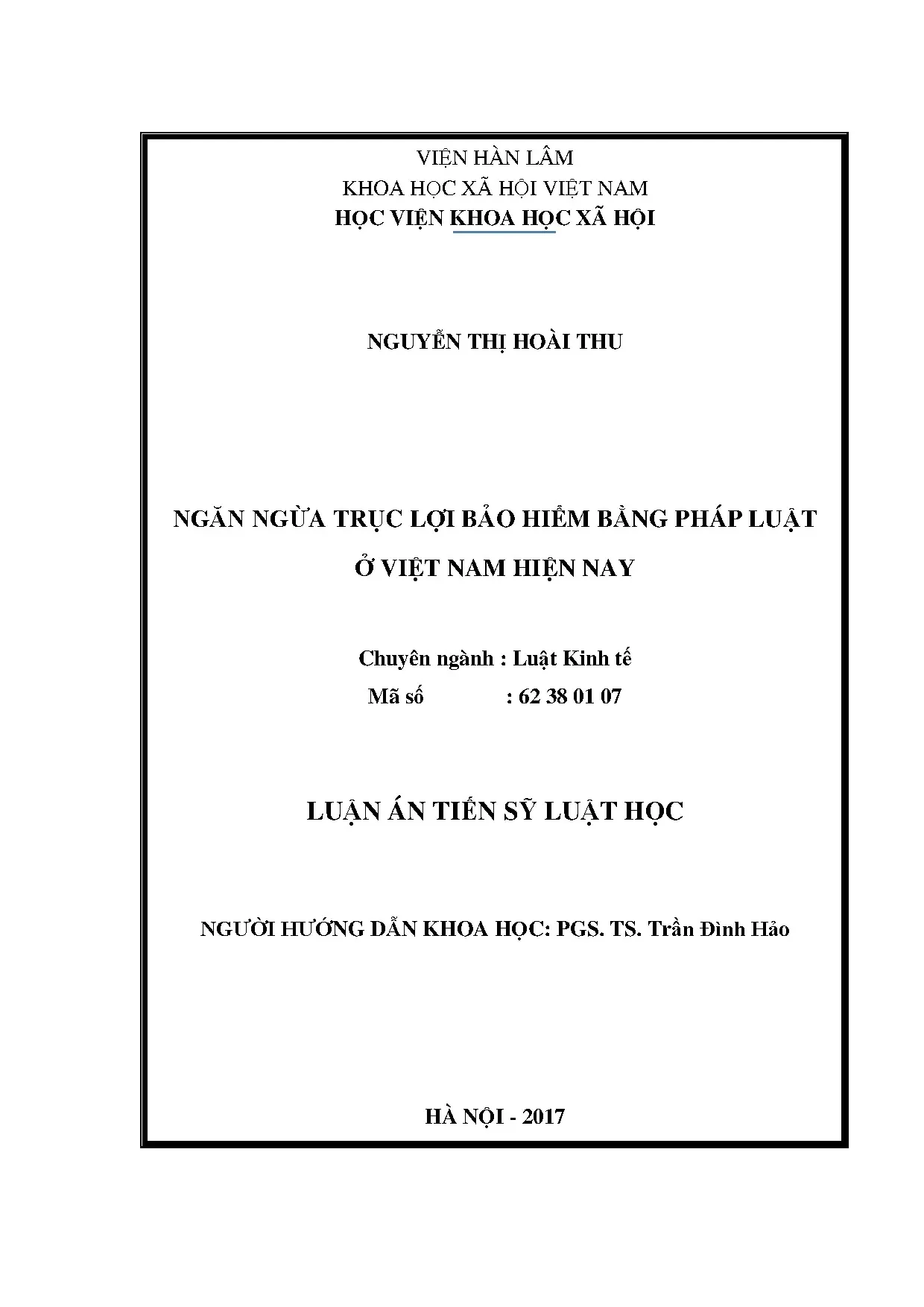 Ngăn ngừa trục lợi bảo hiểm bằng pháp luật ở Việt Nam