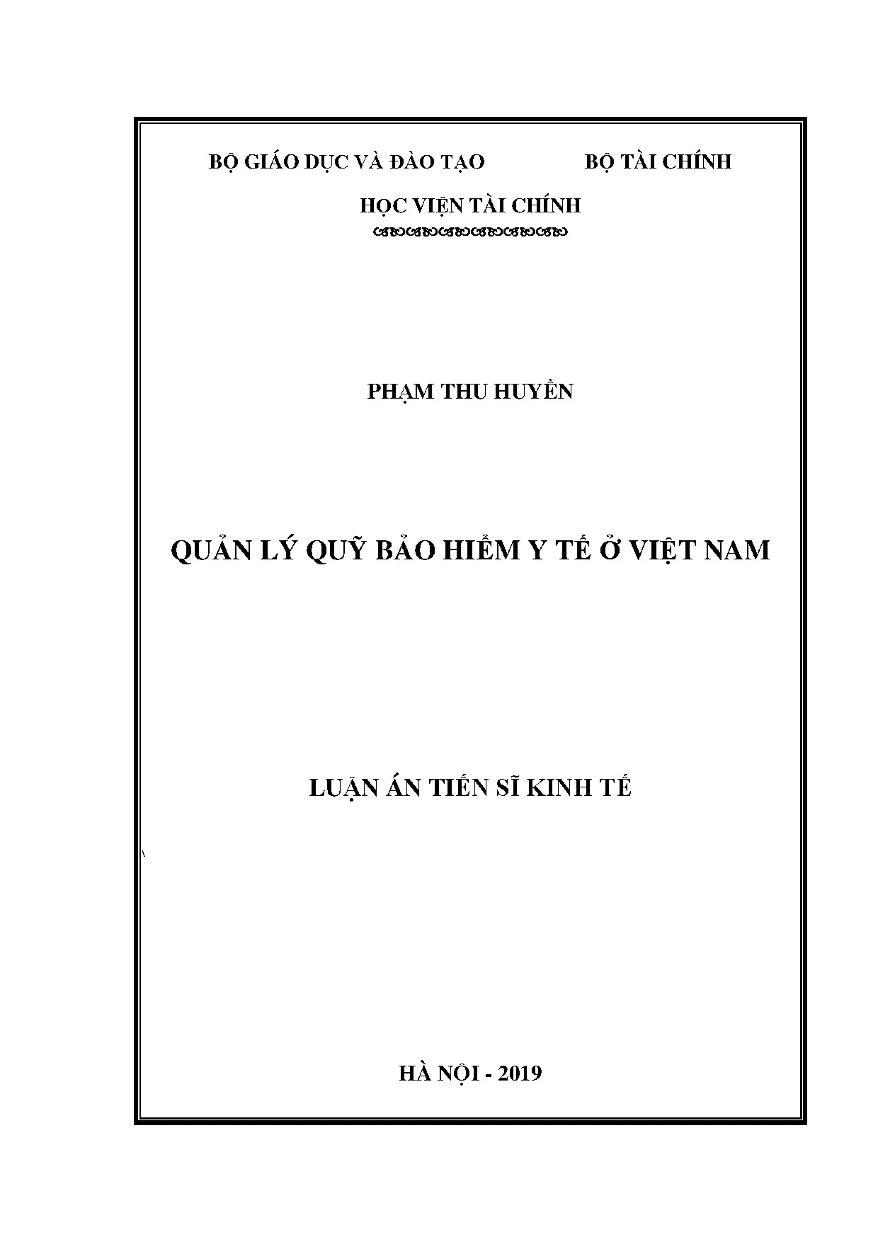 Luận án tiến sĩ quản lý quỹ bảo hiểm y tế Việt Nam