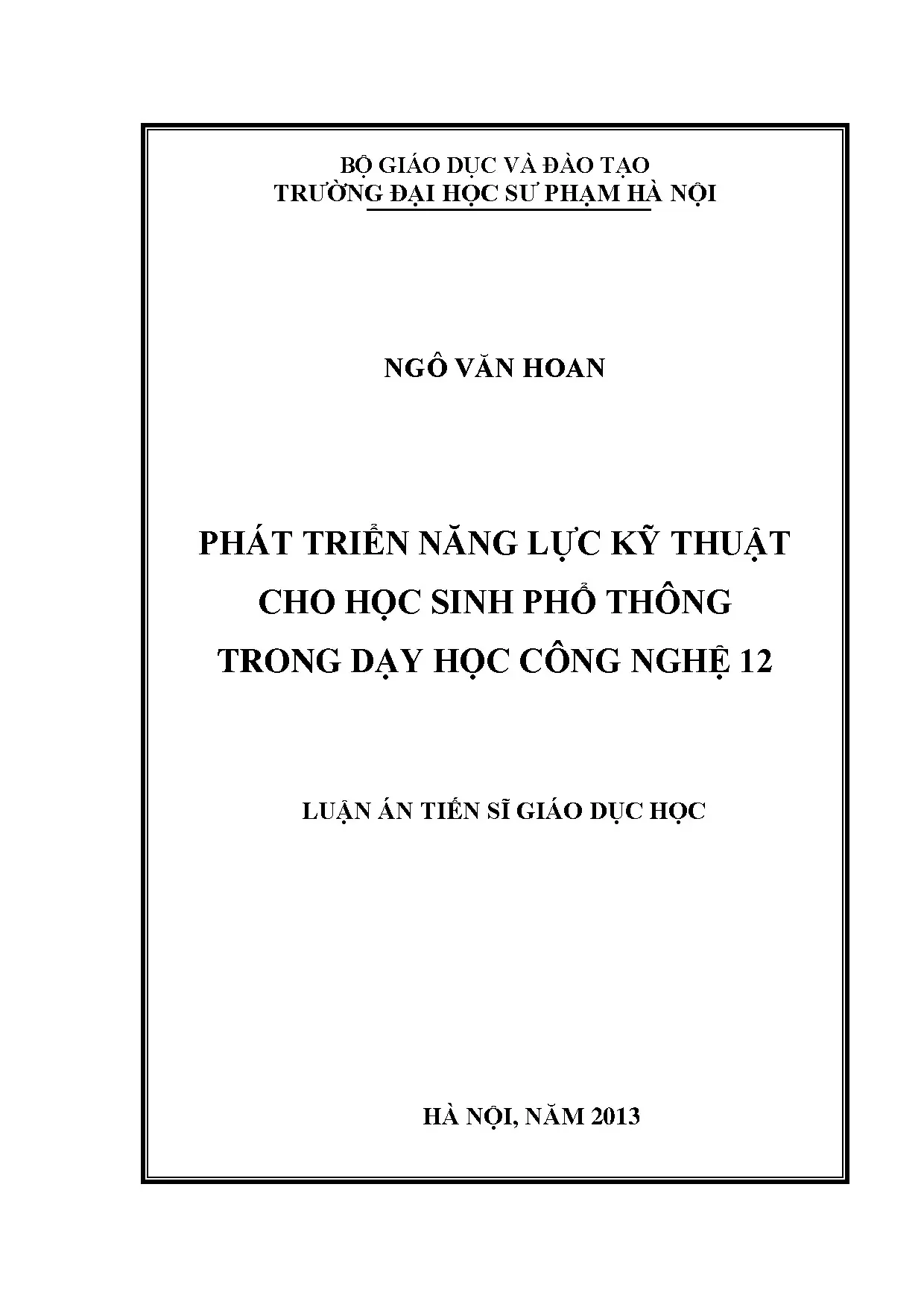 Phát triển năng lực kỹ thuật trong dạy học Công nghệ 12
