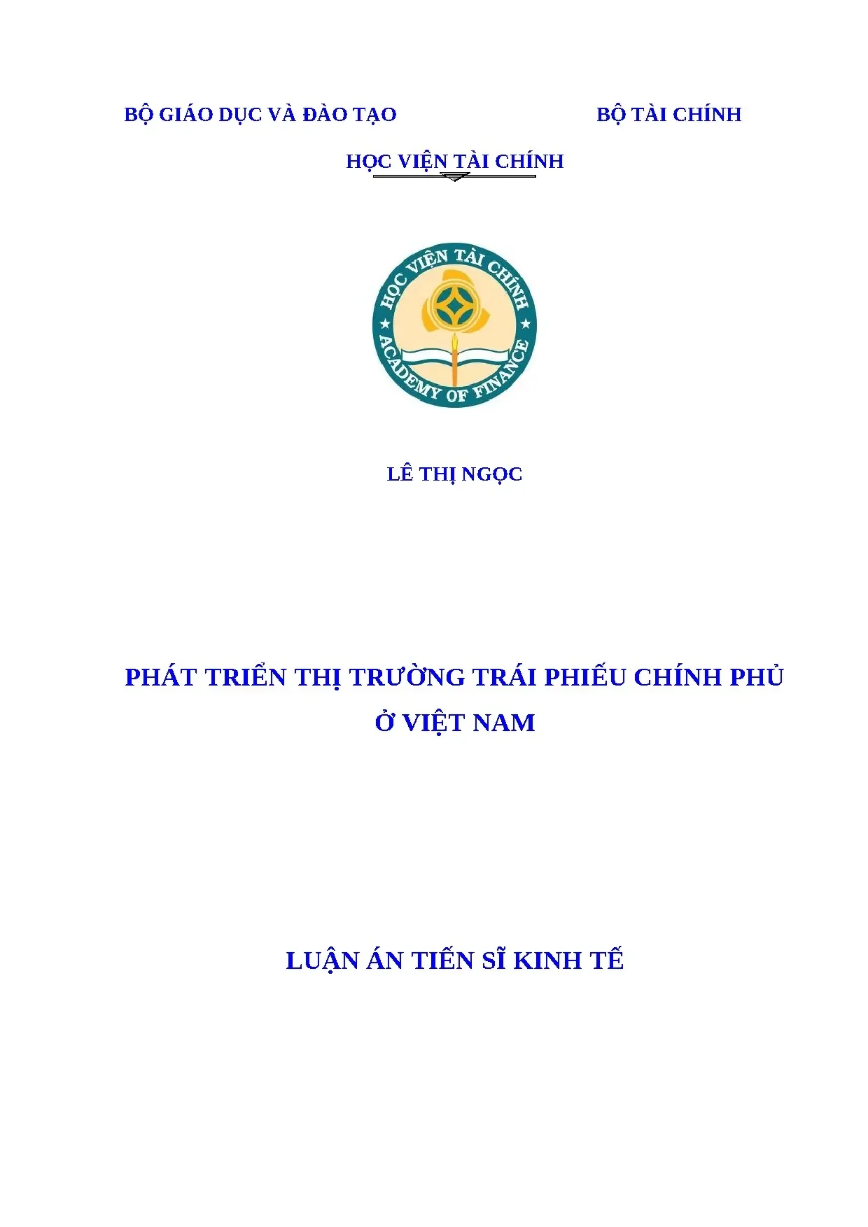 Luận án phát triển thị trường trái phiếu chính phủ Việt Nam