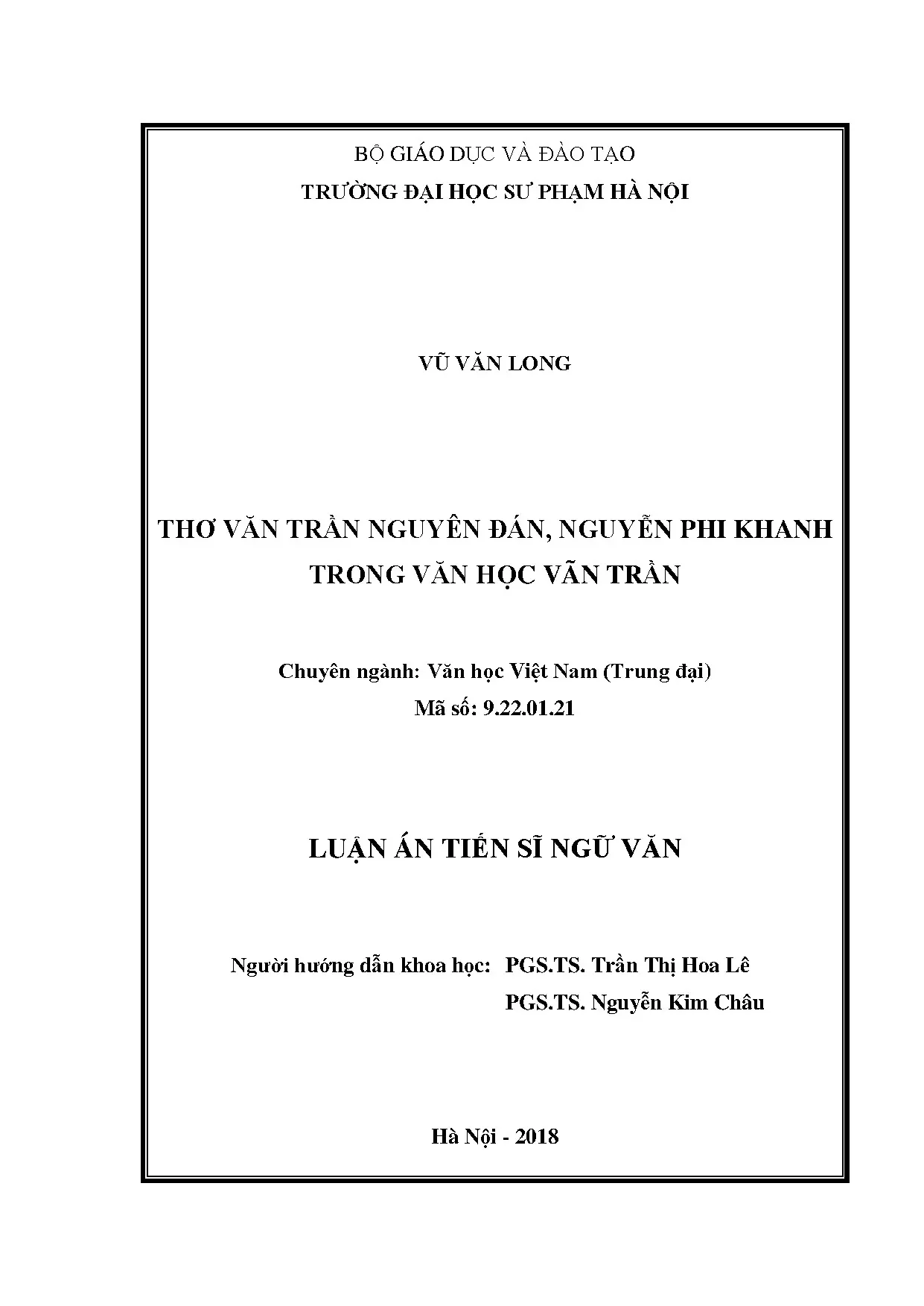 Thơ văn Trần Nguyên Đán và Nguyễn Phi Khanh trong văn học vãn Trần