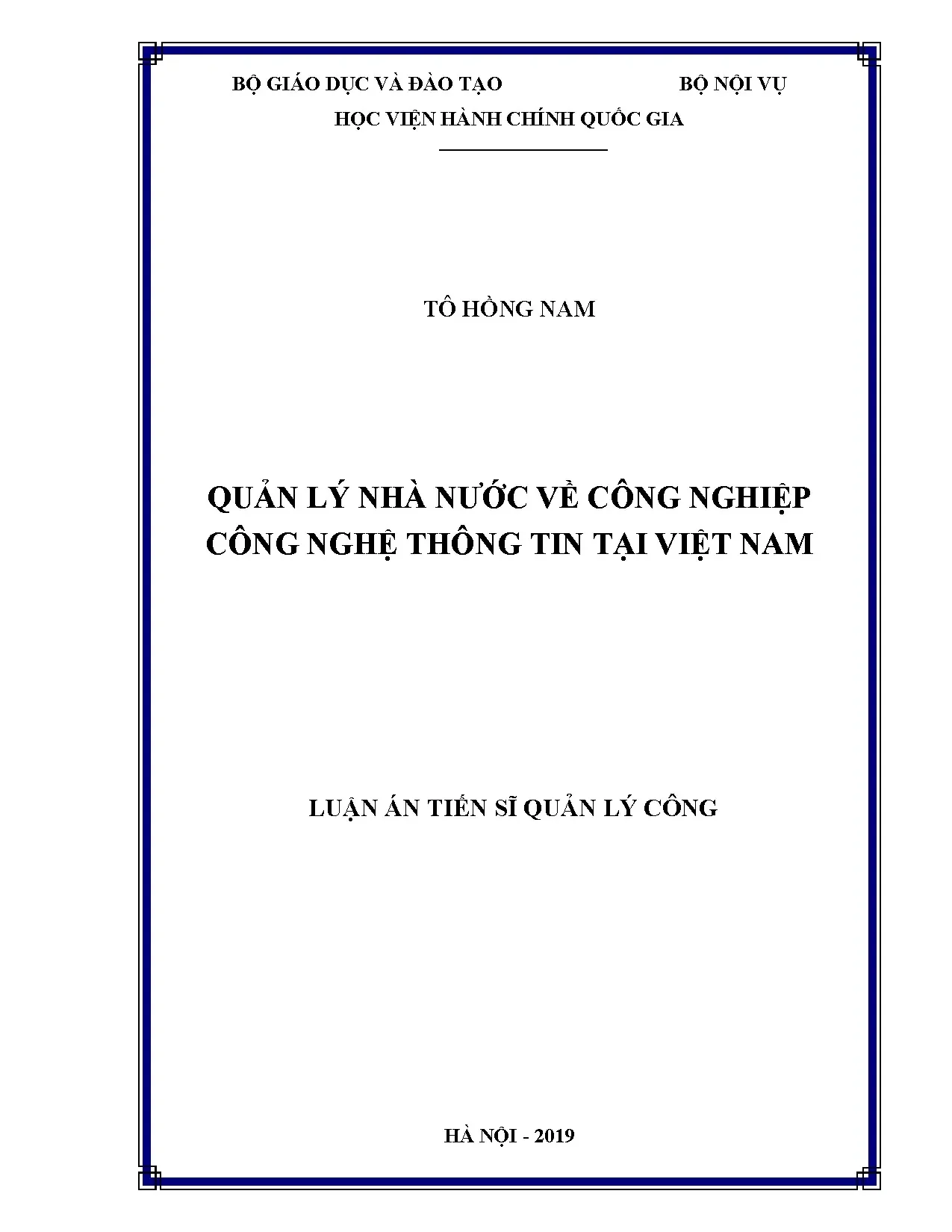 Quản lý Nhà nước CN Công nghệ thông tin Việt Nam (Luận án)