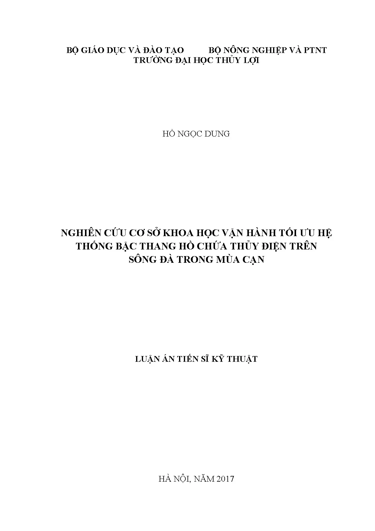 Vận hành tối ưu hồ chứa thủy điện bậc thang sông Đà mùa cạn