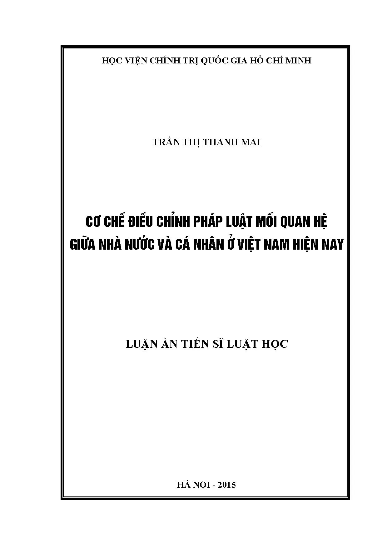 Nghiên cứu cơ chế điều chỉnh pháp luật mối quan hệ nhà nước và cá nhân