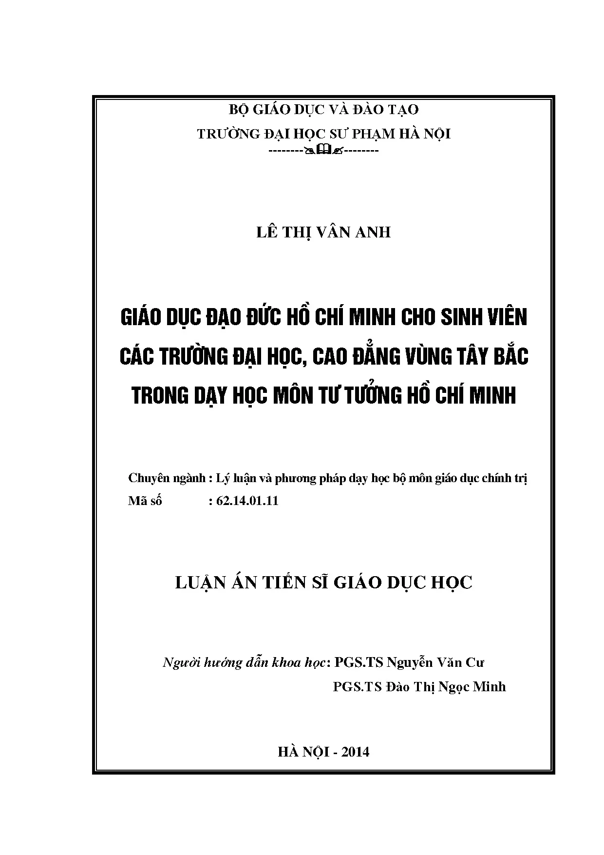 Giáo dục đạo đức Hồ Chí Minh cho SV ĐH, CĐ vùng Tây Bắc
