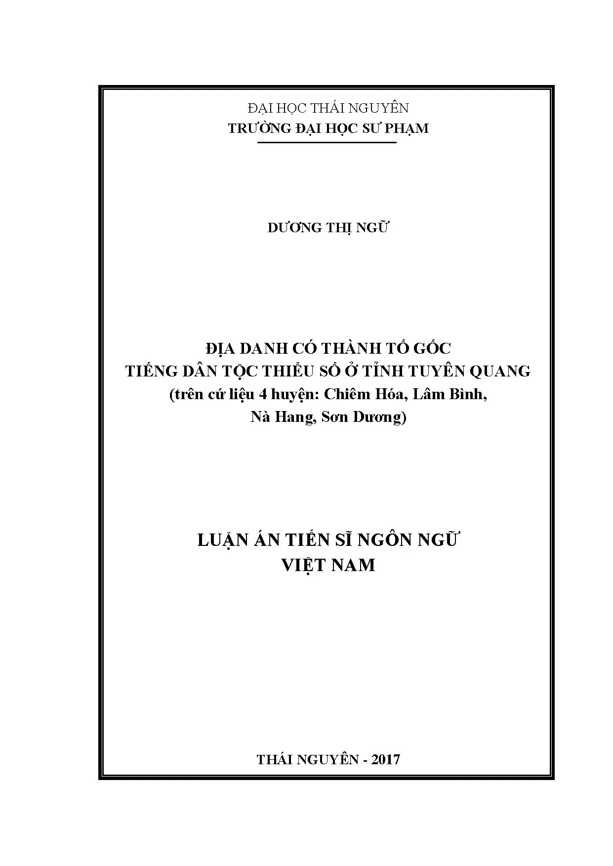 Nghiên cứu địa danh gốc tiếng dân tộc thiểu số ở Tuyên Quang