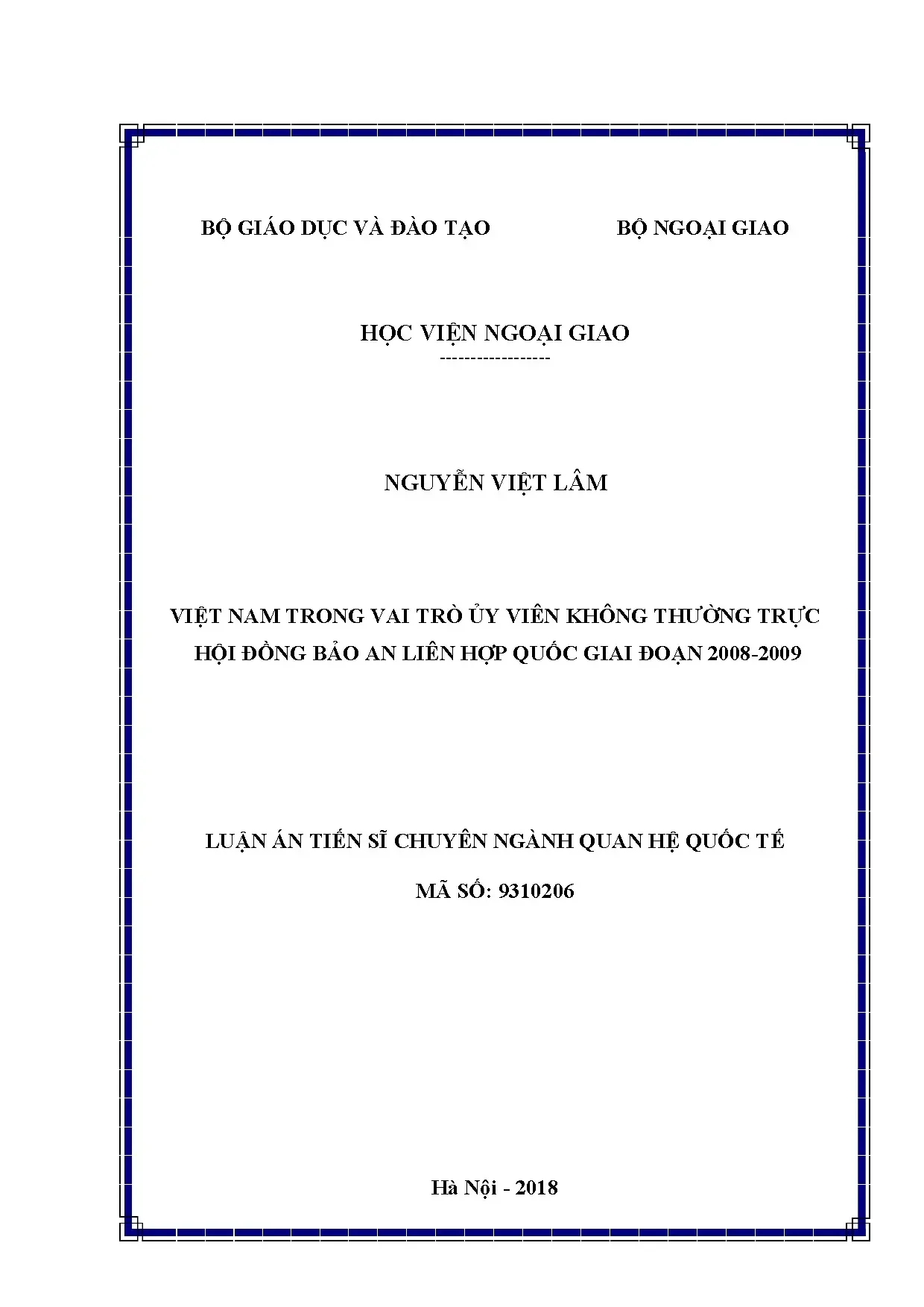 Việt Nam Ủy viên Không thường trực HĐBA LHQ 2008-2009
