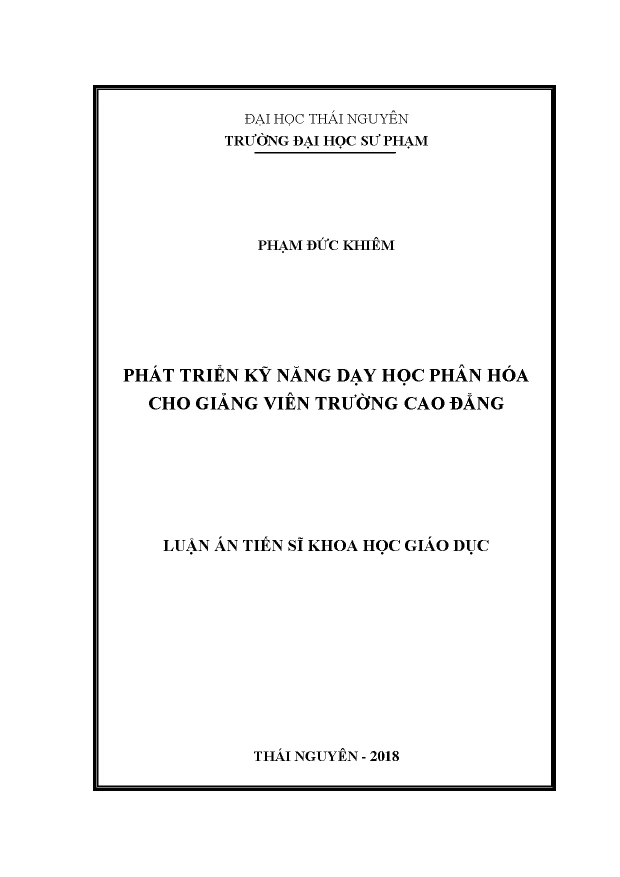 Phát triển kỹ năng dạy học phân hóa cho giảng viên cao đẳng
