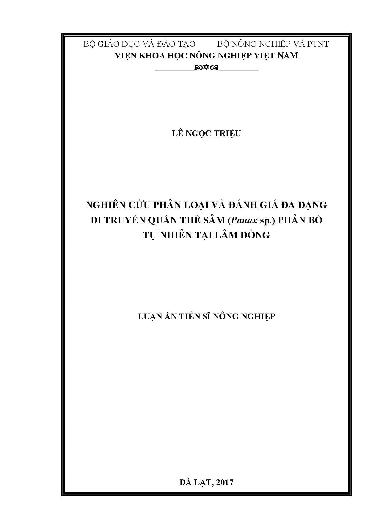 Nghiên cứu phân loại và đánh giá đa dạng di truyền quần thể