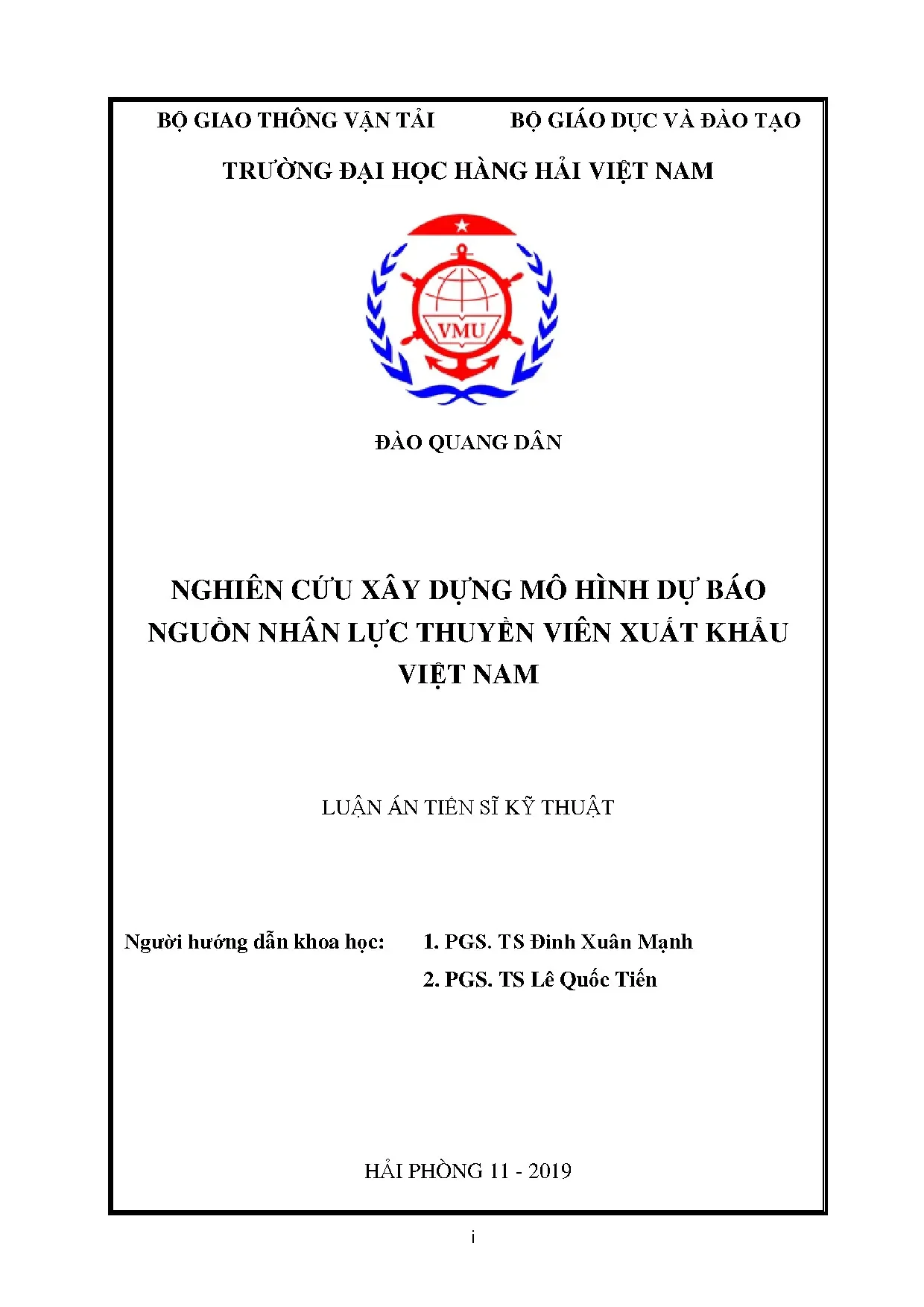 Nghiên cứu xây dựng mô hình dự báo nguồn nhân lực thuyền viên xuất khẩu