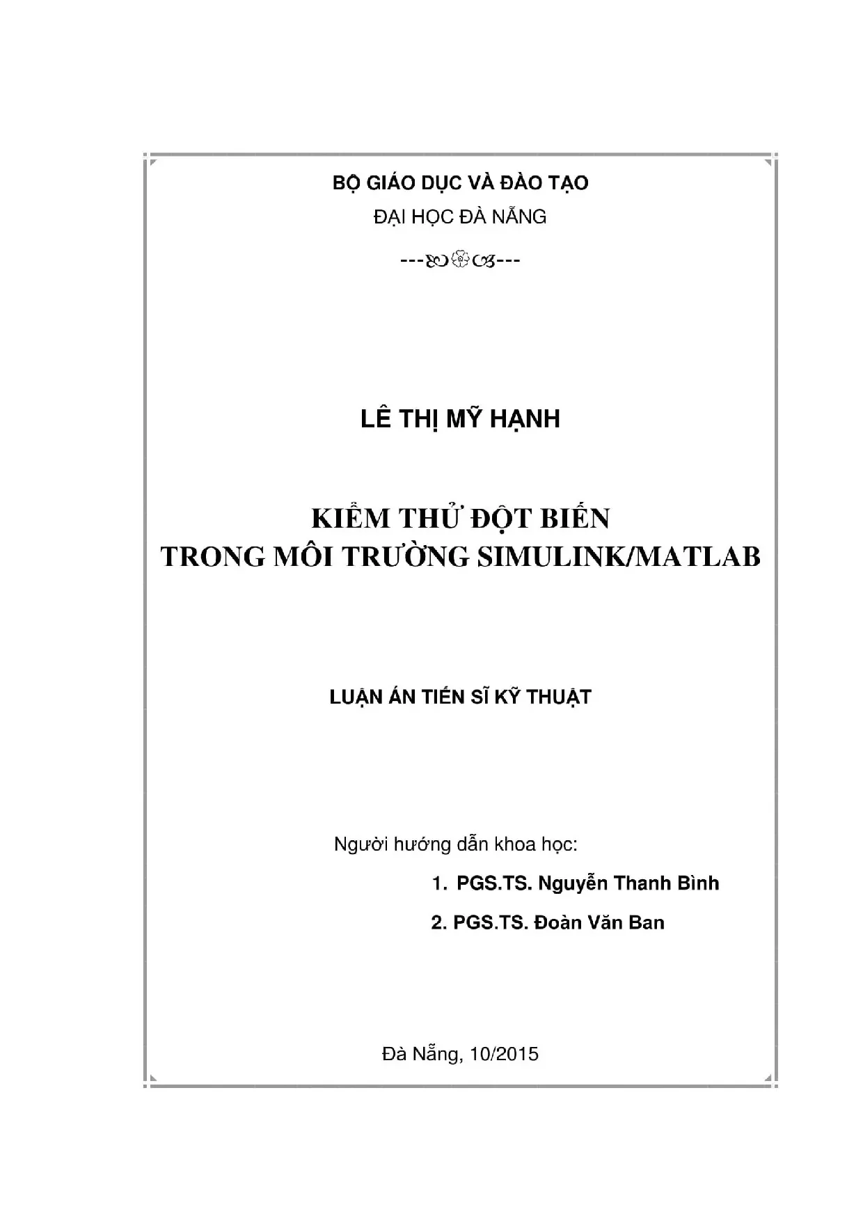 Kiểm thử đột biến trong môi trường simulink matlab la tiến s