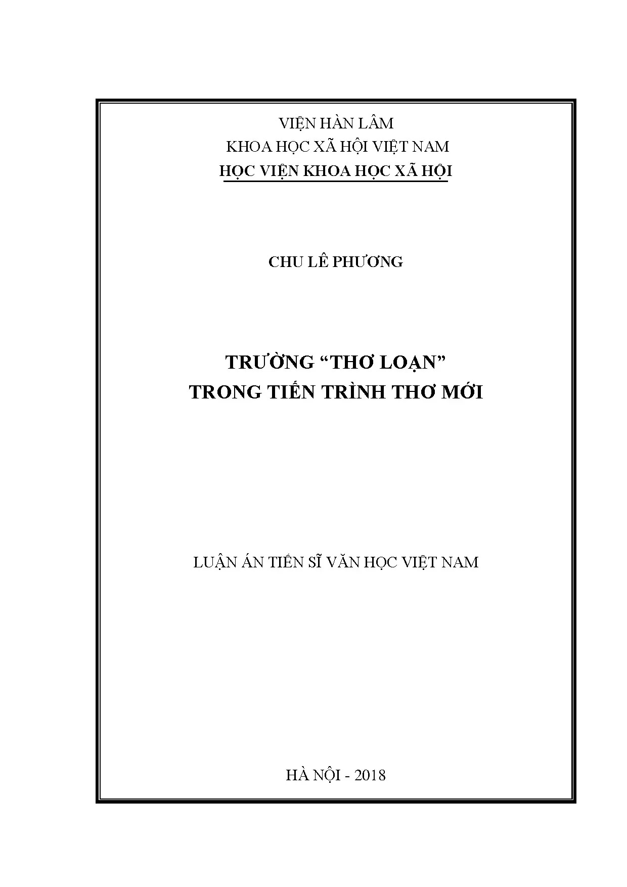 Trường thơ loạn trong tiến trình thơ mới luận án tiến sĩ
