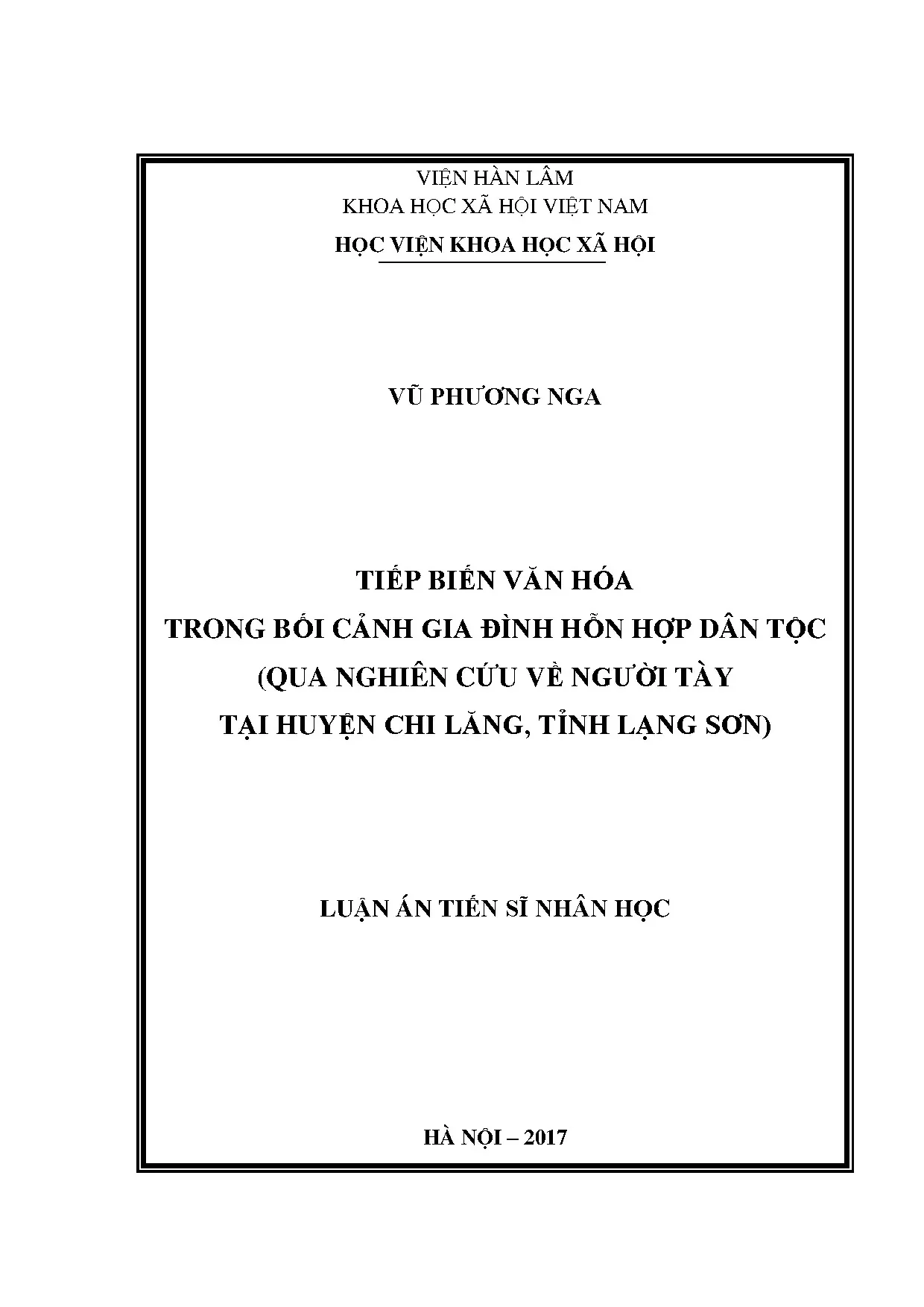 Tiếp biến văn hóa gia đình hỗn hợp dân tộc Tày Chi Lăng