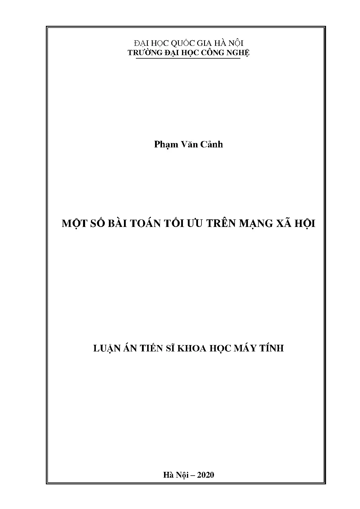 Tối ưu tổ hợp trên mạng xã hội - Luận án tiến sĩ