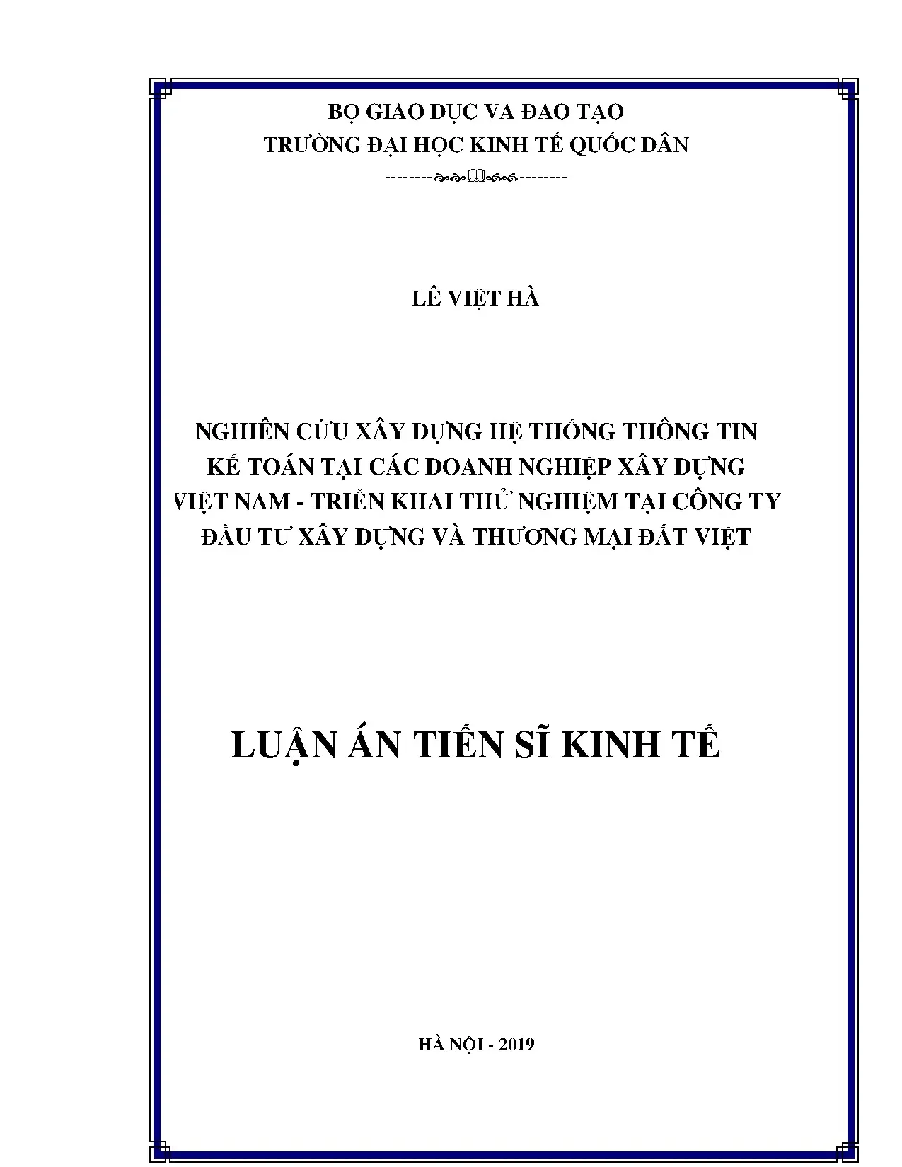 Hệ thống thông tin kế toán doanh nghiệp xây dựng Việt Nam