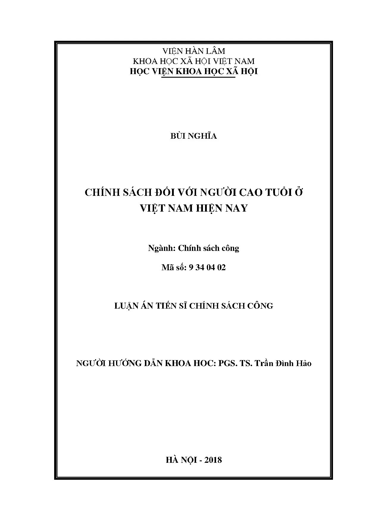Chính sách người cao tuổi tại Việt Nam hiện nay