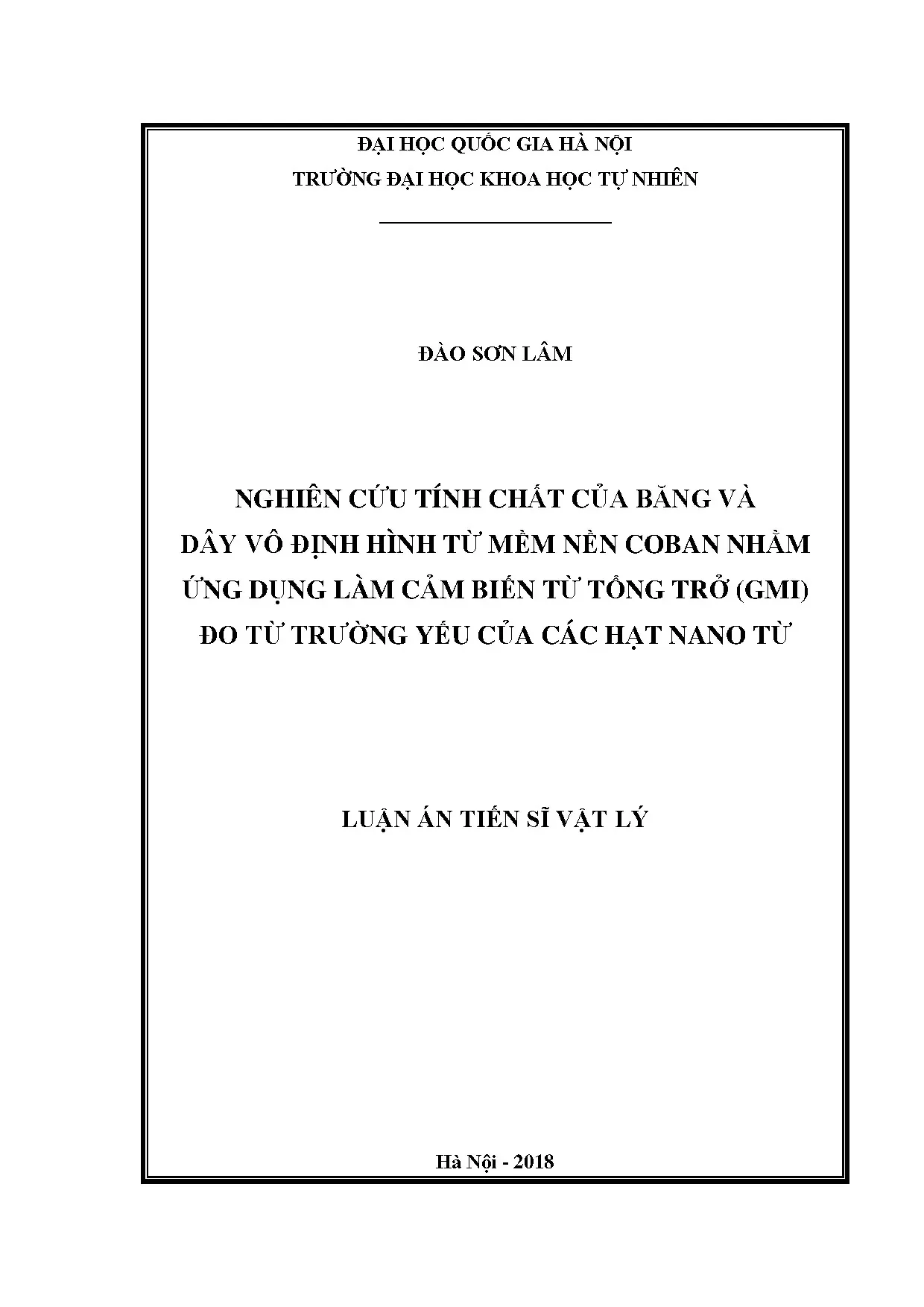Tính chất băng và dây từ mềm nền coban cho cảm biến GMI