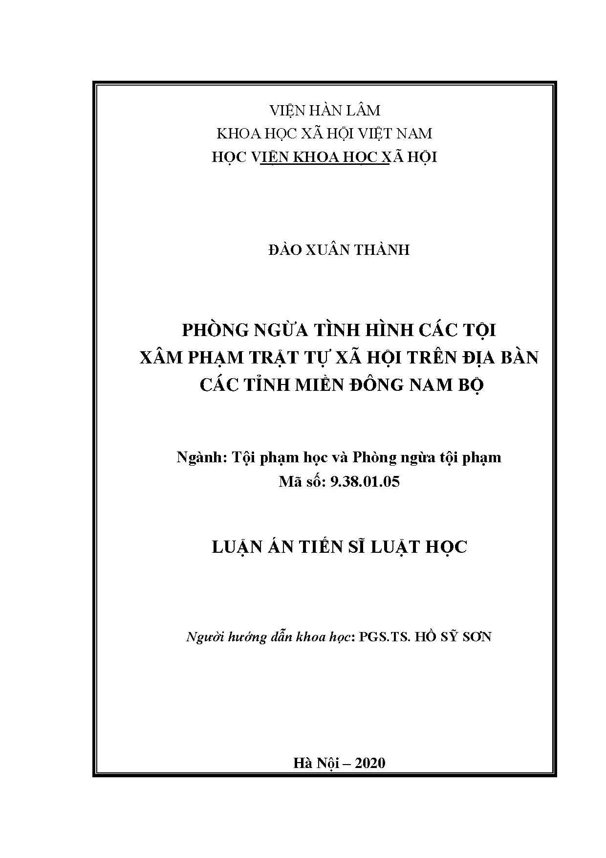 Phòng ngừa tội phạm trật tự xã hội ở miền Đông Nam Bộ