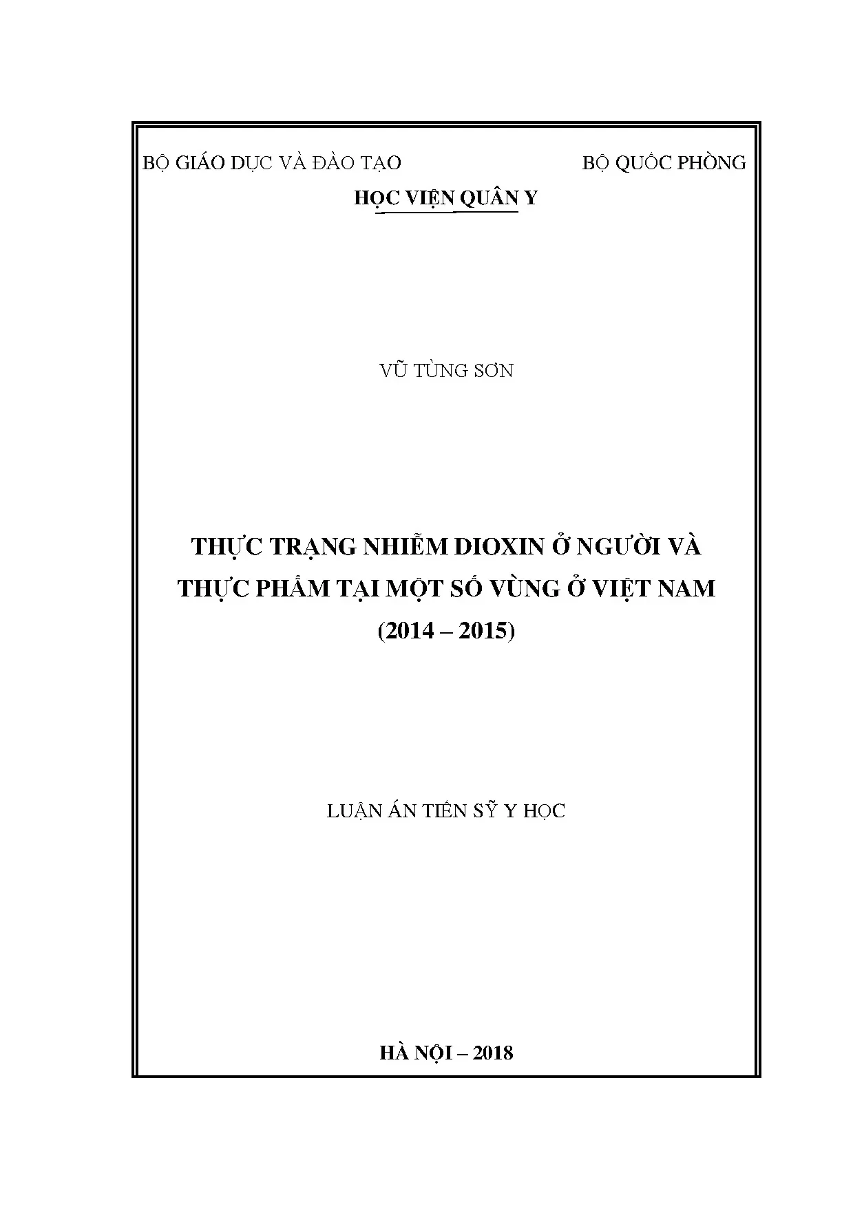 Thực trạng nhiễm dioxin ở người và thực phẩm tại Việt Nam
