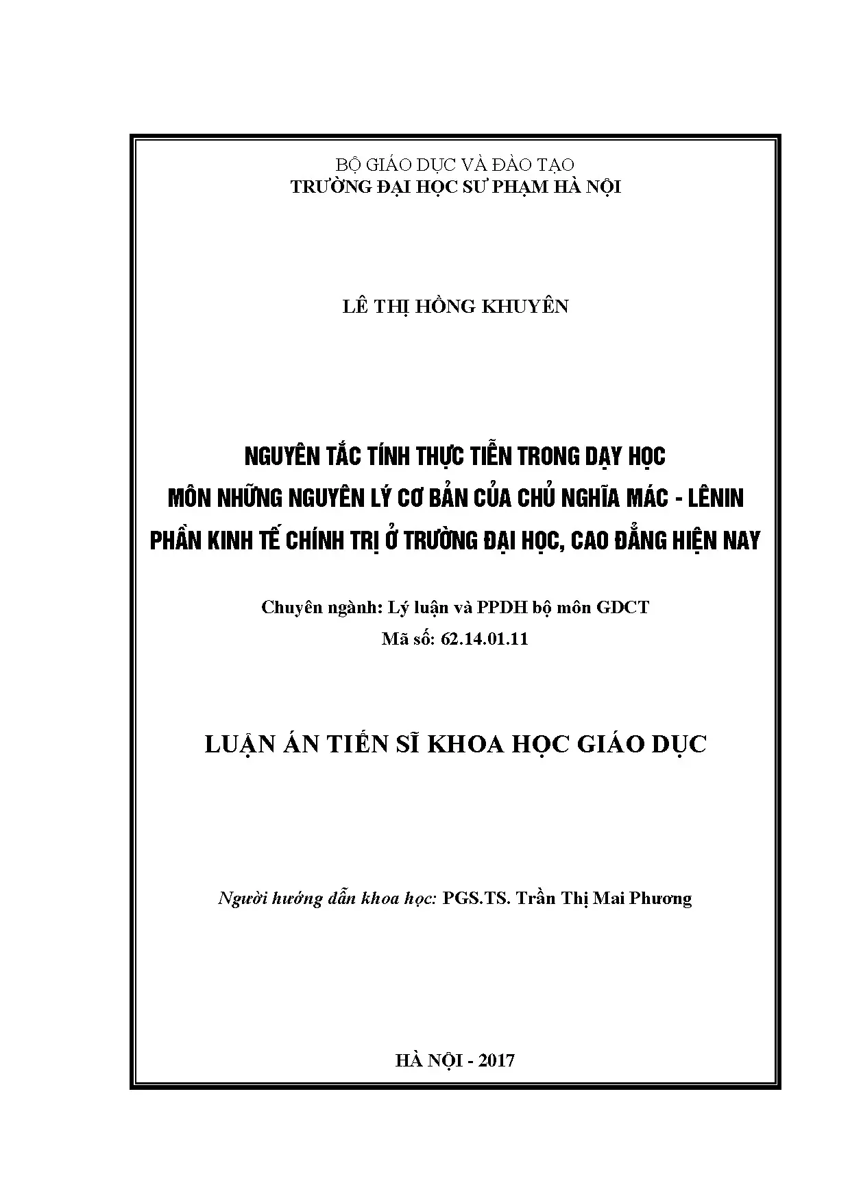 Nguyên tắc tính thực tiễn trong dạy học Mác - Lênin phần kinh tế chính trị