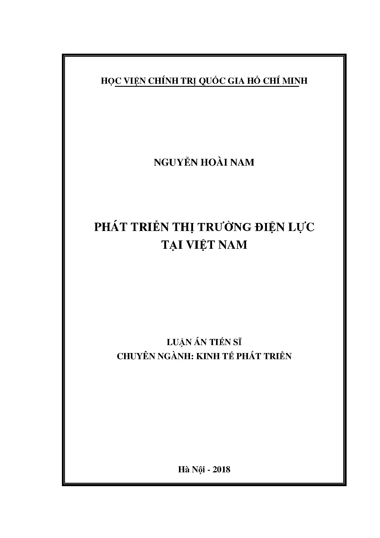 Phát triển thị trường điện lực Việt Nam: Luận án Tiến sĩ