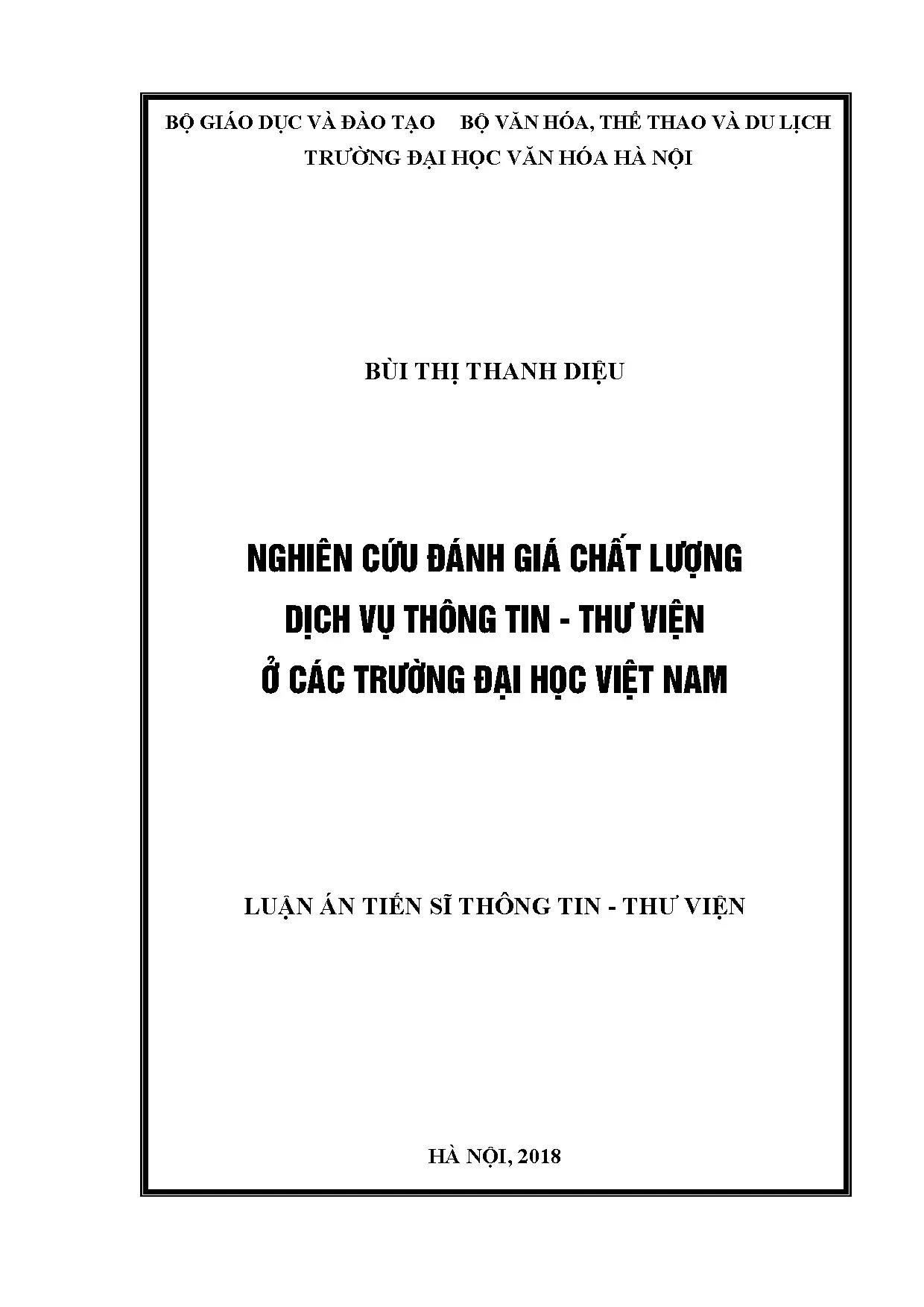 Đánh giá chất lượng dịch vụ thông tin thư viện tại đại học Việt Nam