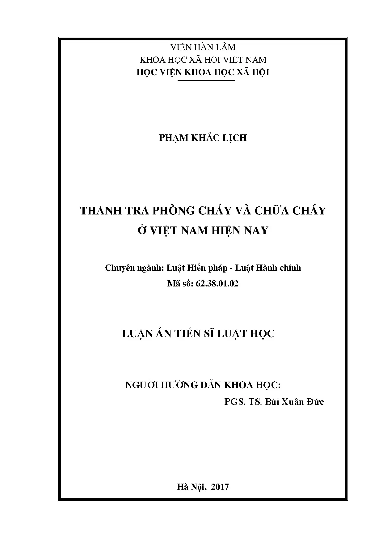 Nghiên cứu thanh tra PCCC ở Việt Nam hiện nay