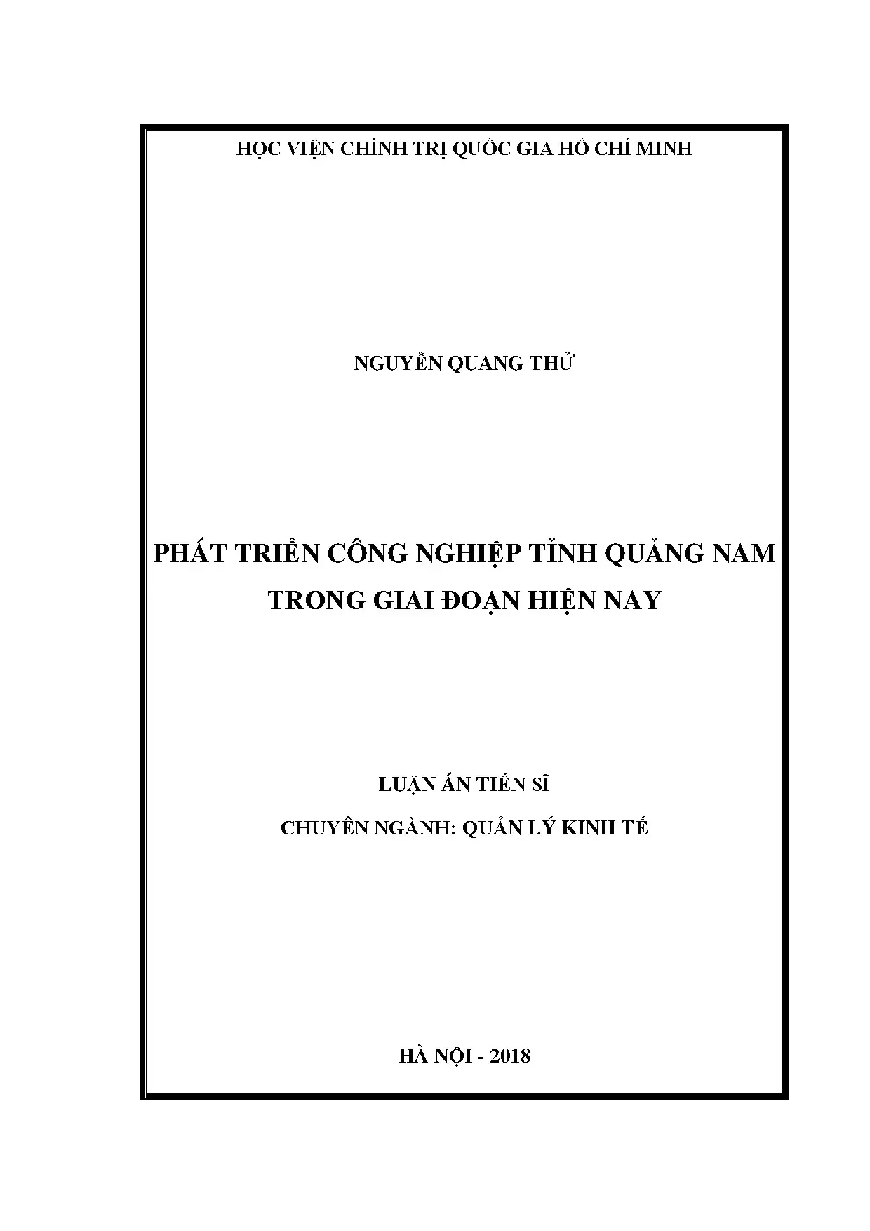 Phát triển công nghiệp tỉnh Quảng Nam: Luận án Tiến sĩ