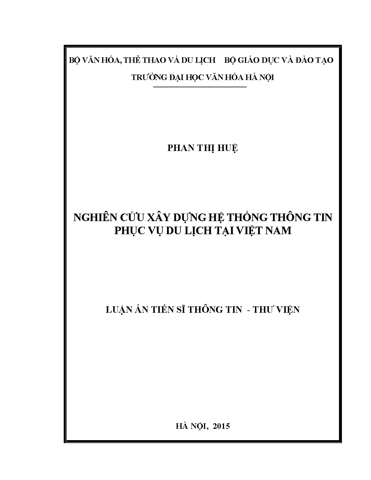 Xây dựng hệ thống thông tin phục vụ du lịch tại Việt Nam
