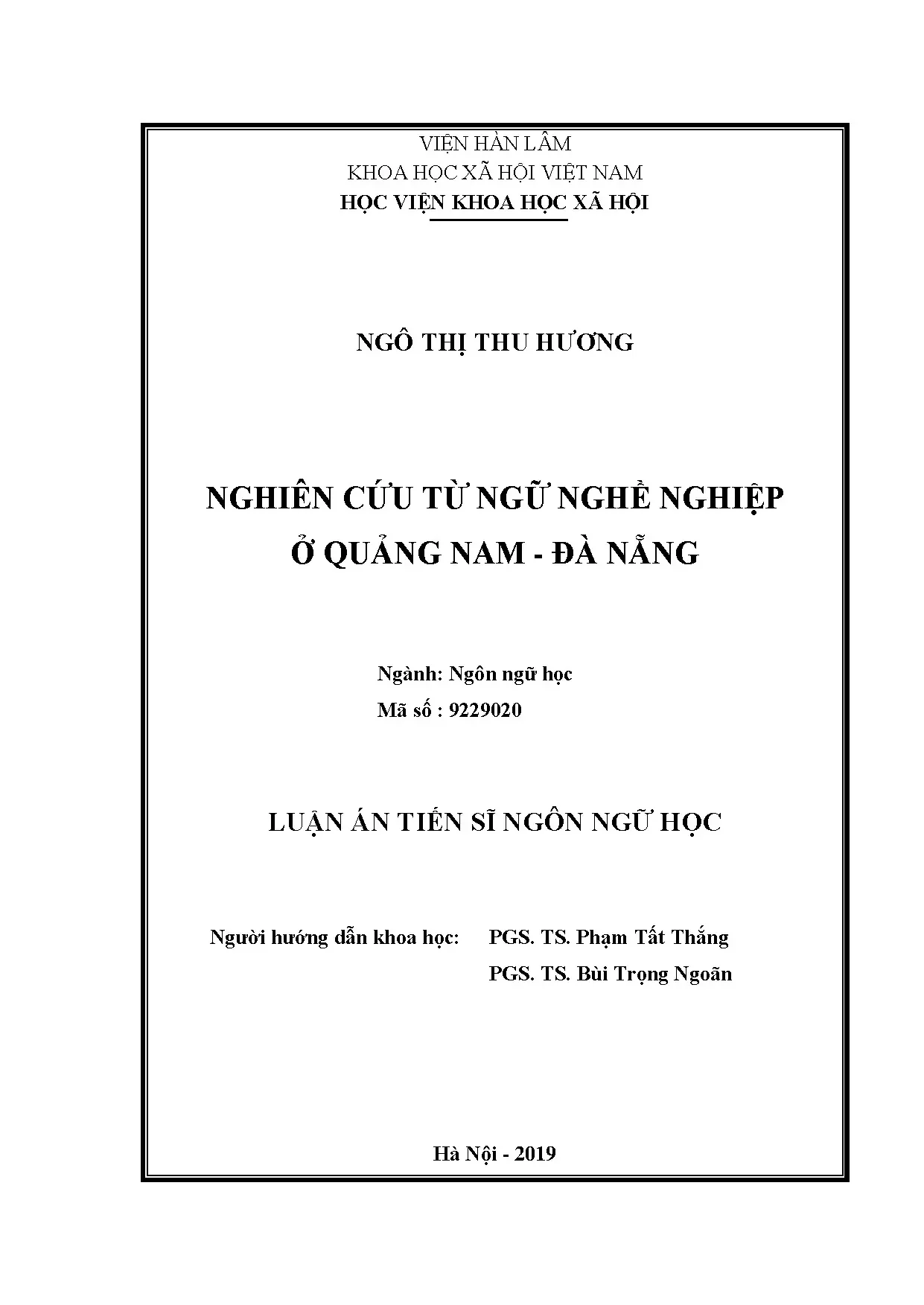 Nghiên cứu từ ngữ nghề nghiệp ở Quảng Nam - Đà Nẵng