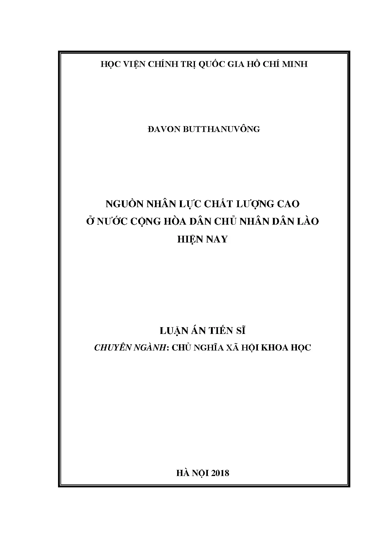 Nguồn nhân lực chất lượng cao ở Lào hiện nay