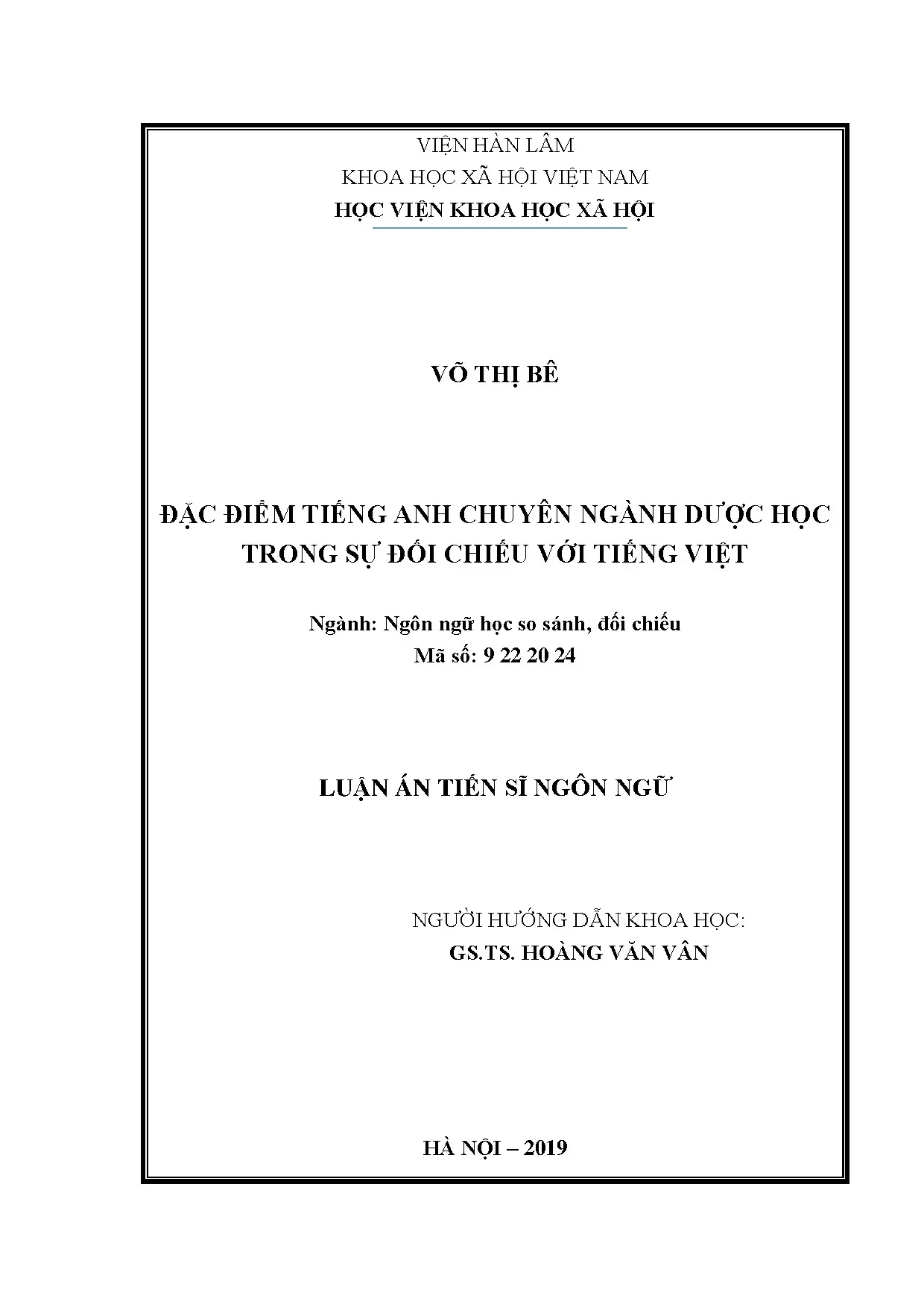 Đặc điểm tiếng Anh chuyên ngành dược học so sánh với tiếng Việt