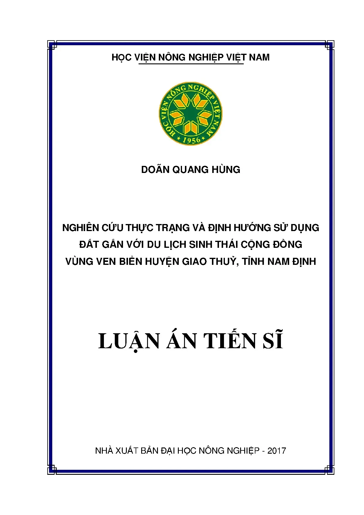 Nghiên cứu sử dụng đất du lịch sinh thái cộng đồng Giao Thủy
