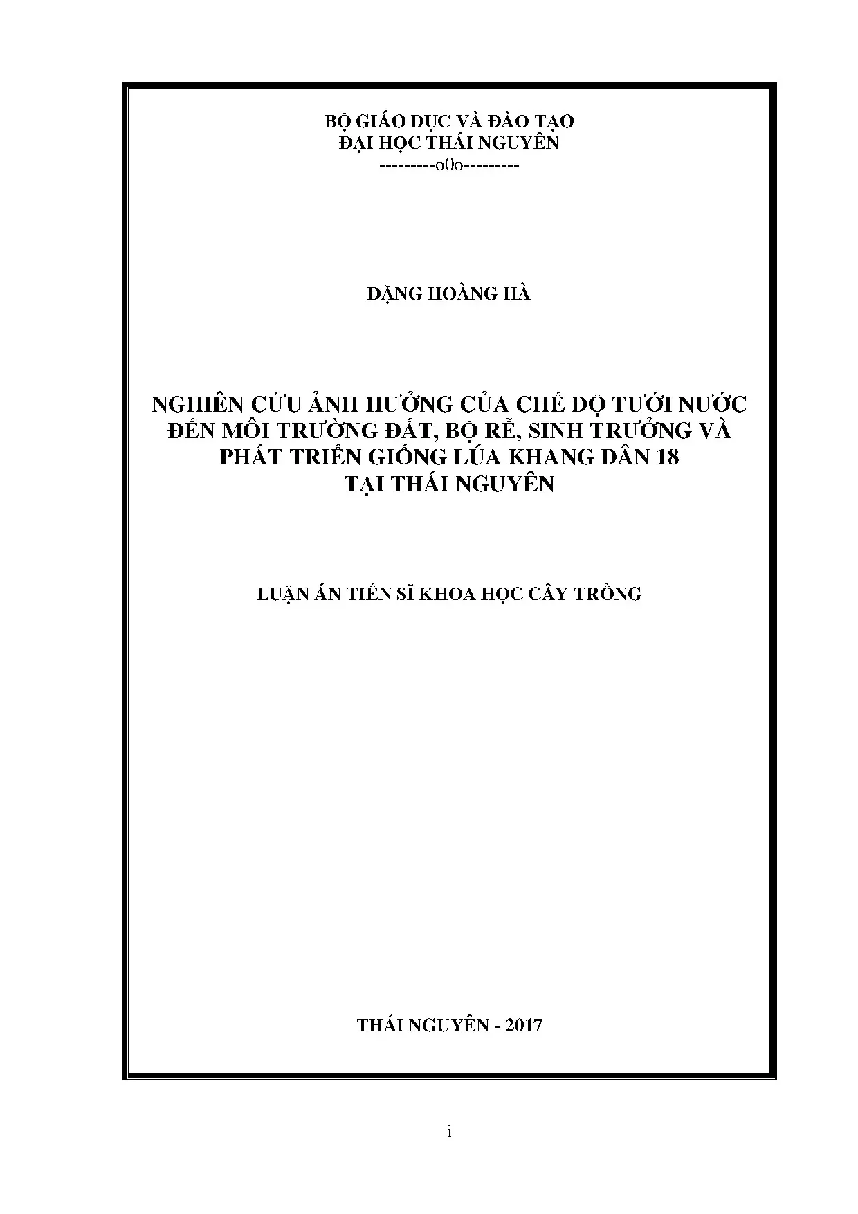 Nghiên cứu ảnh hưởng chế độ tưới nước đến môi trường đất