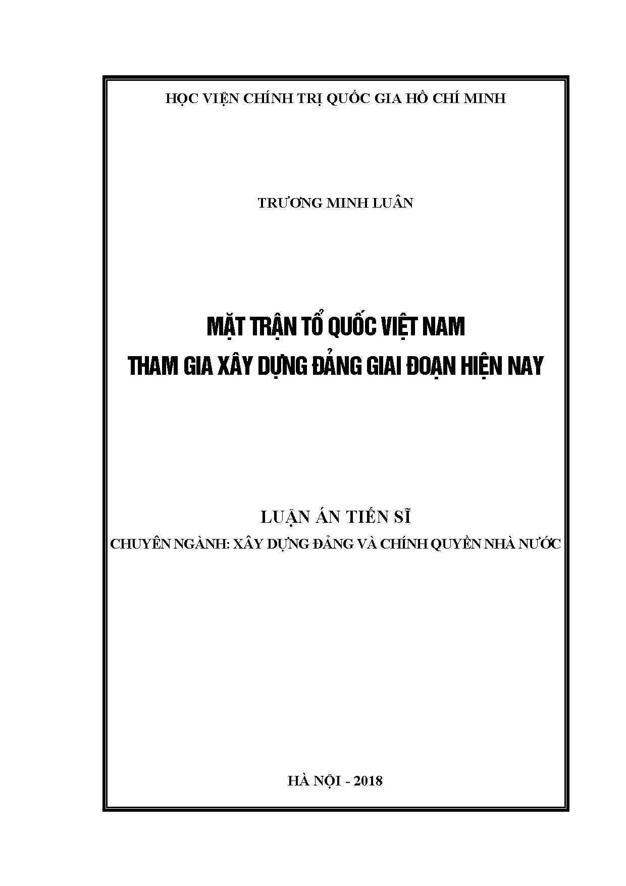 Mặt trận Tổ quốc Việt Nam tham gia xây dựng Đảng giai đoạn hiện nay