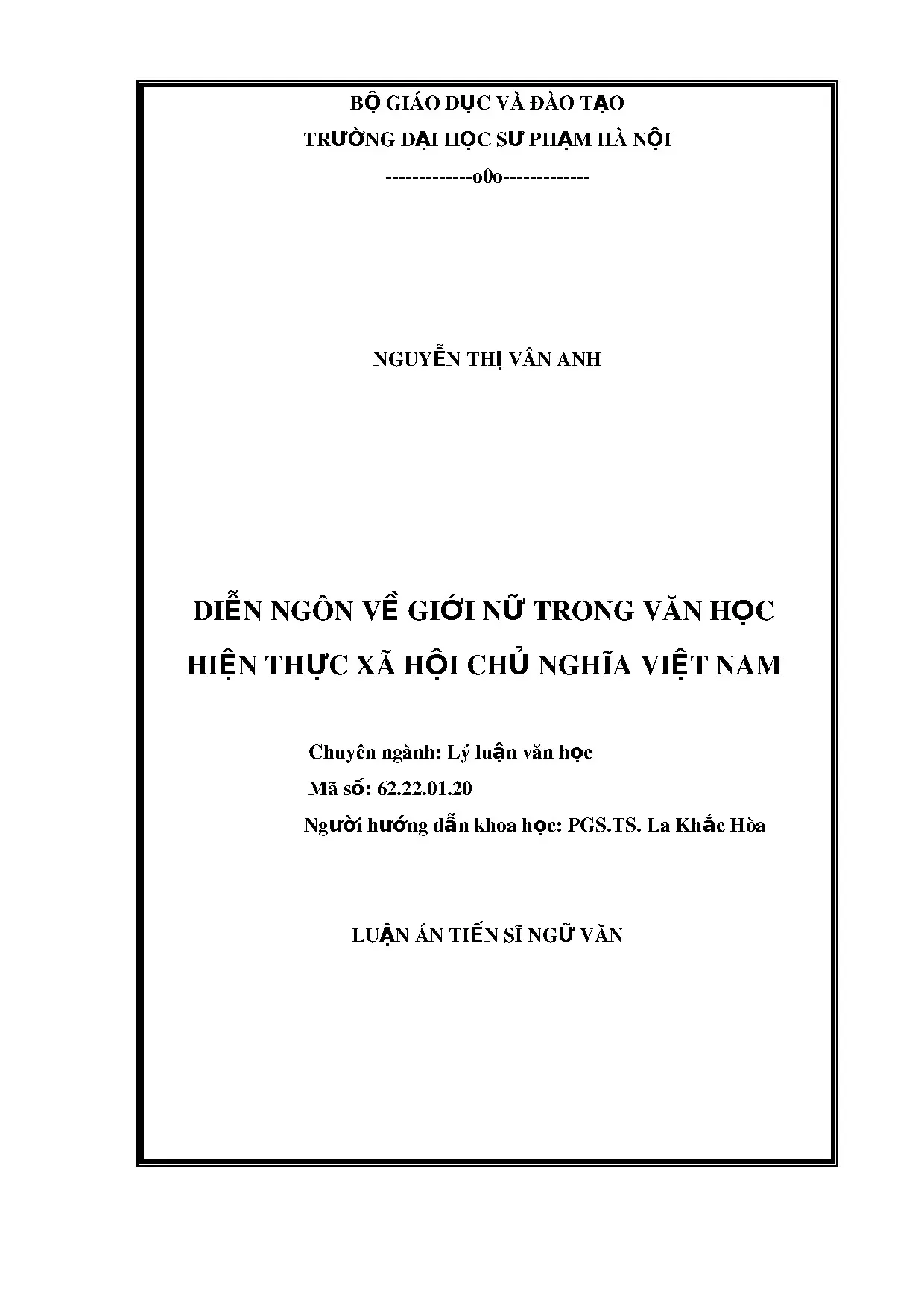 Diễn ngôn giới nữ trong văn học hiện thực XHCN Việt Nam